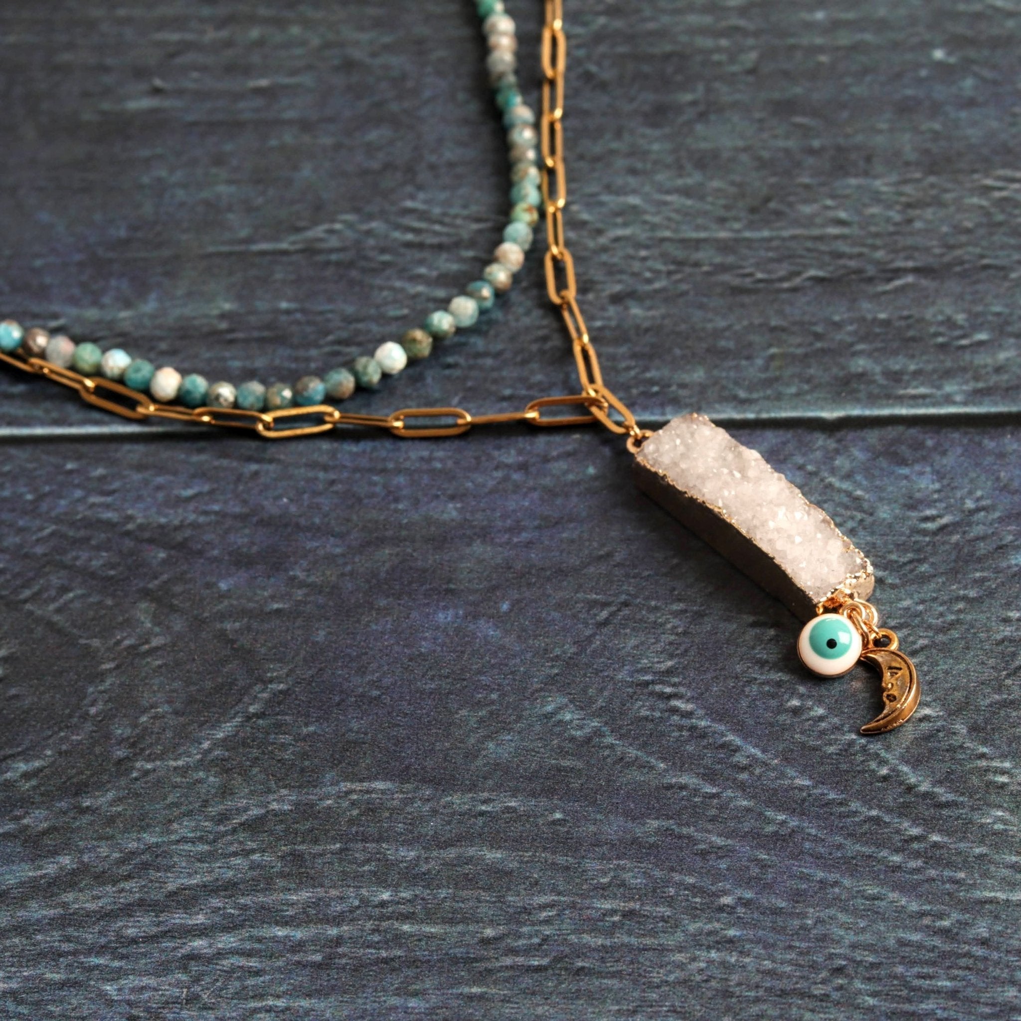 Druzy and Apatite - Handmade Jewellery - i am boho
