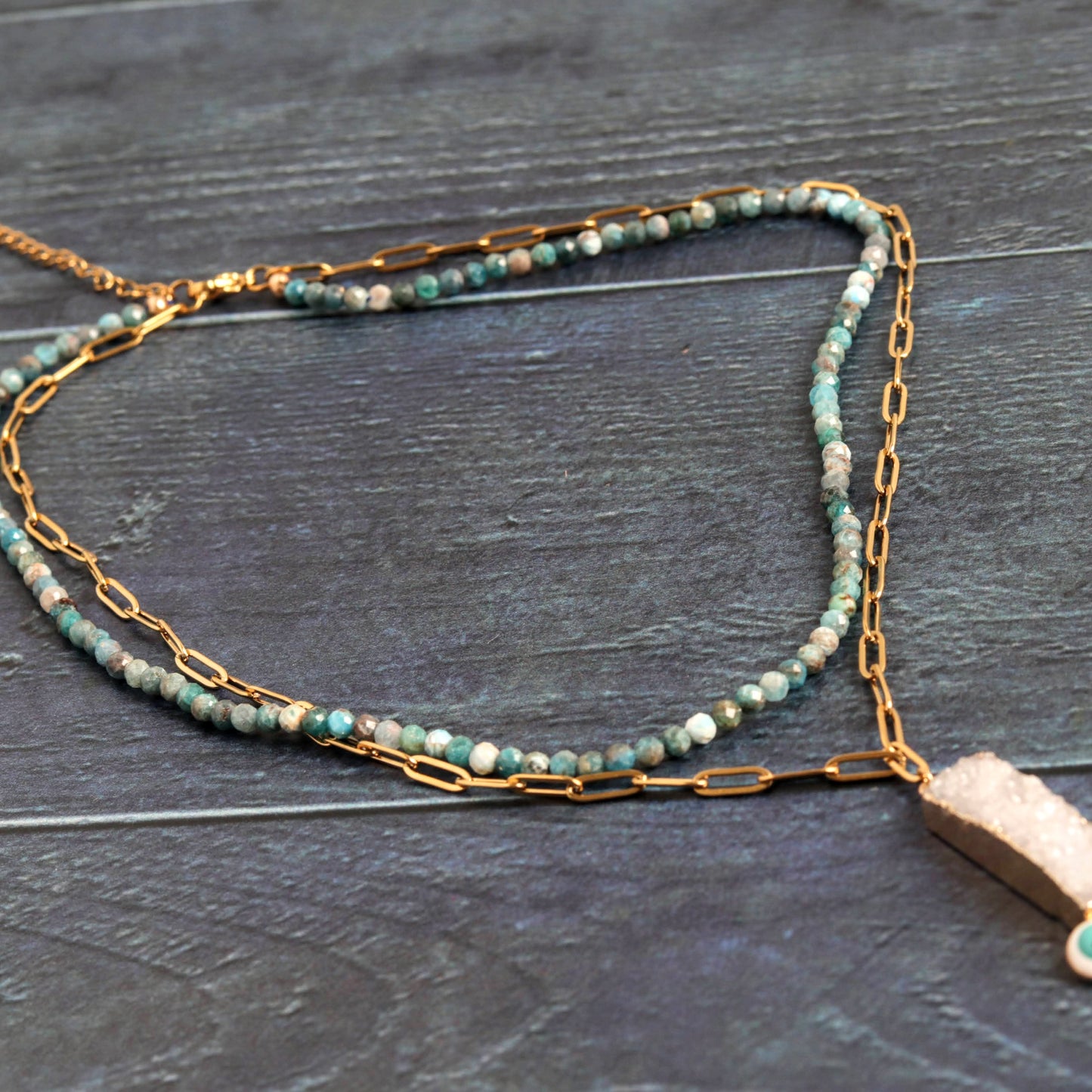 Druzy and Apatite - Handmade Jewellery - i am boho