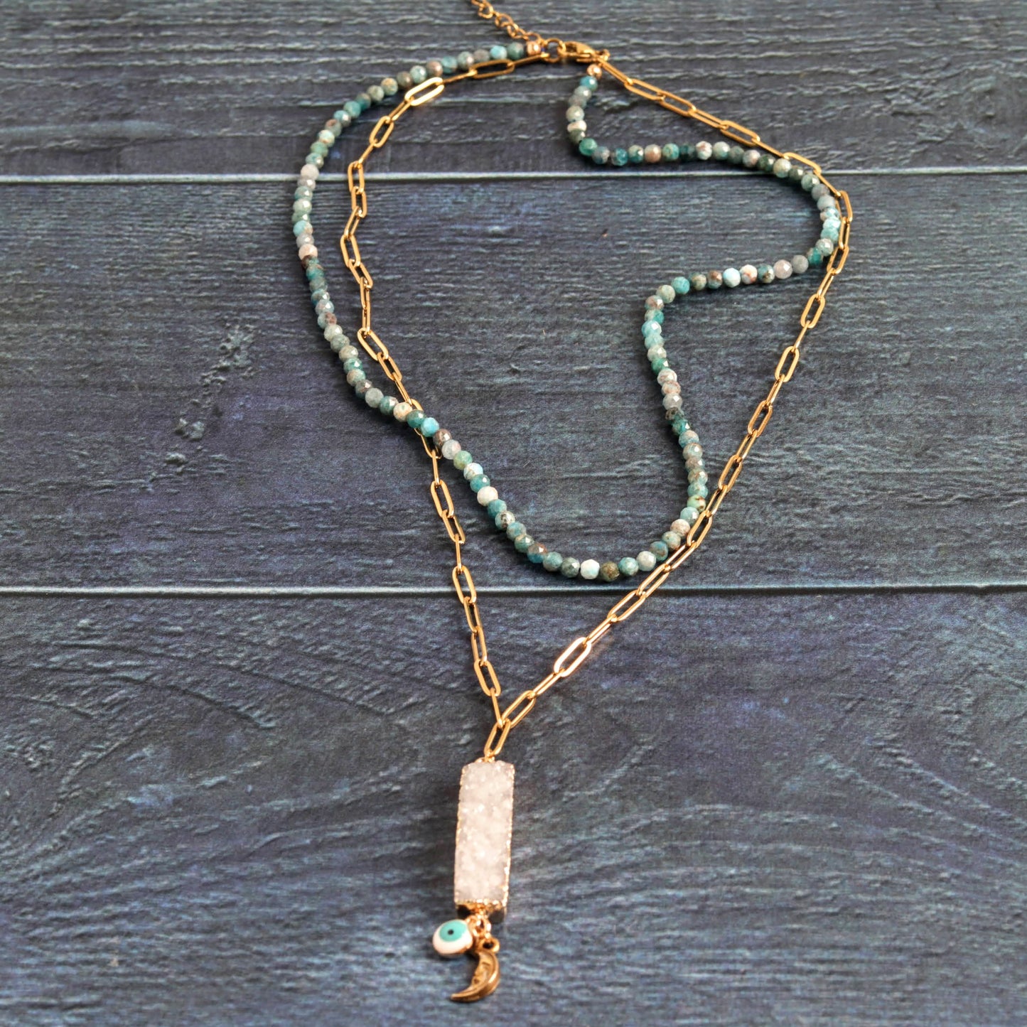 Druzy and Apatite - Handmade Jewellery - i am boho