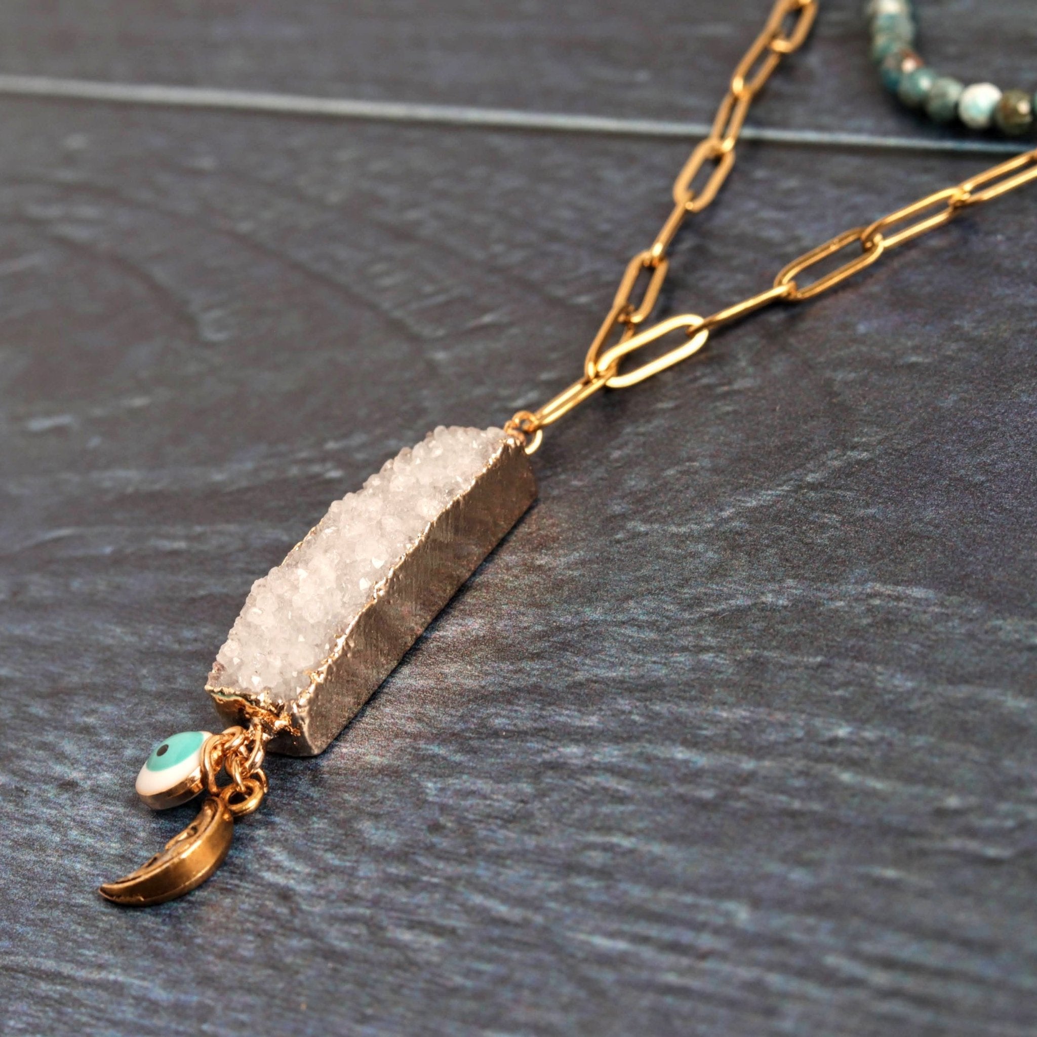 Druzy and Apatite - Handmade Jewellery - i am boho