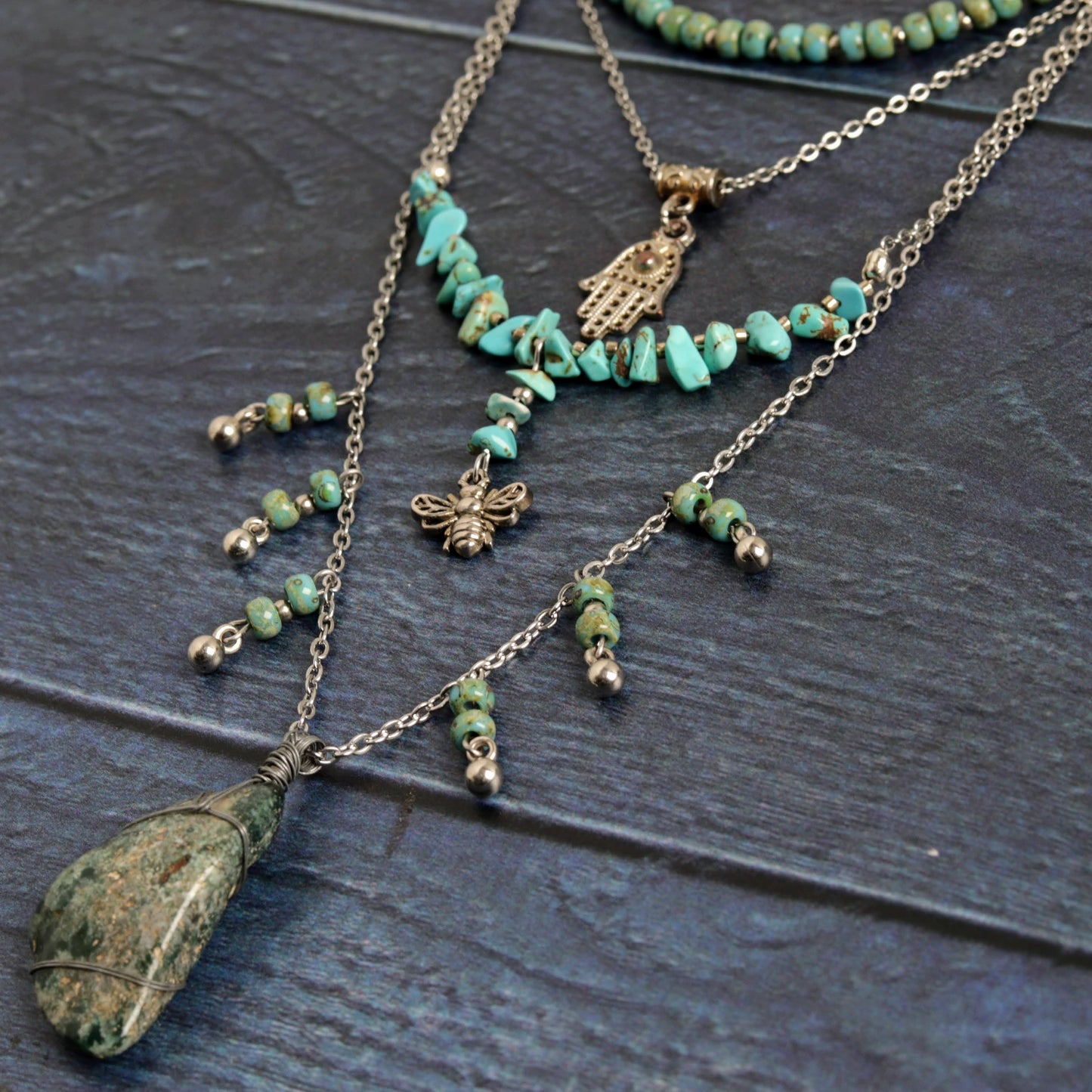 Hamsa Turquoise & Howlite