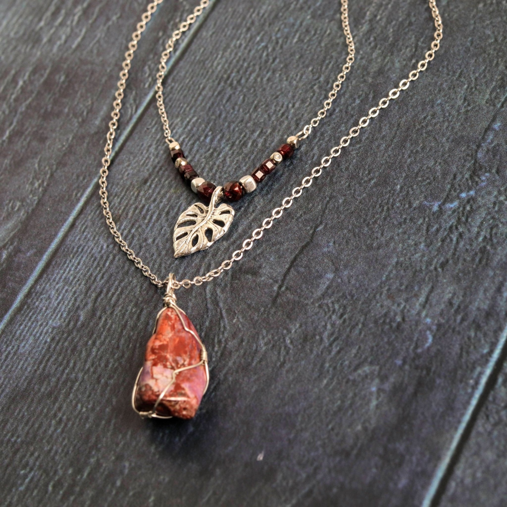 Garnet Monstera- Handmade Jewellery - i am boho