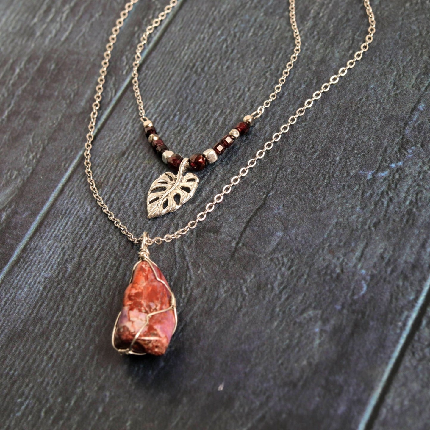 Garnet Monstera- Handmade Jewellery - i am boho