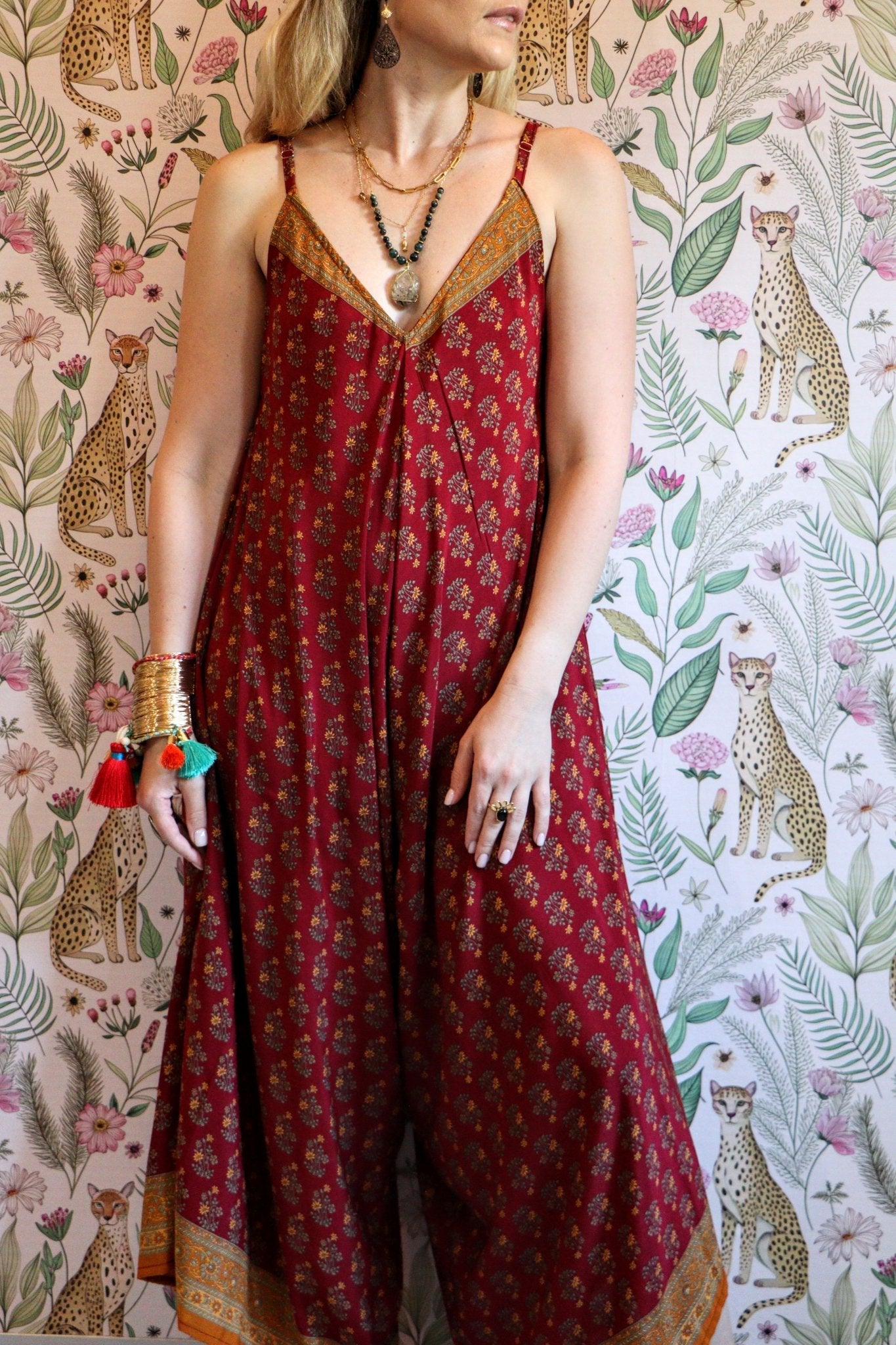 Jiya Jumpsuit in Maroon - Handmade Jewellery - i am boho