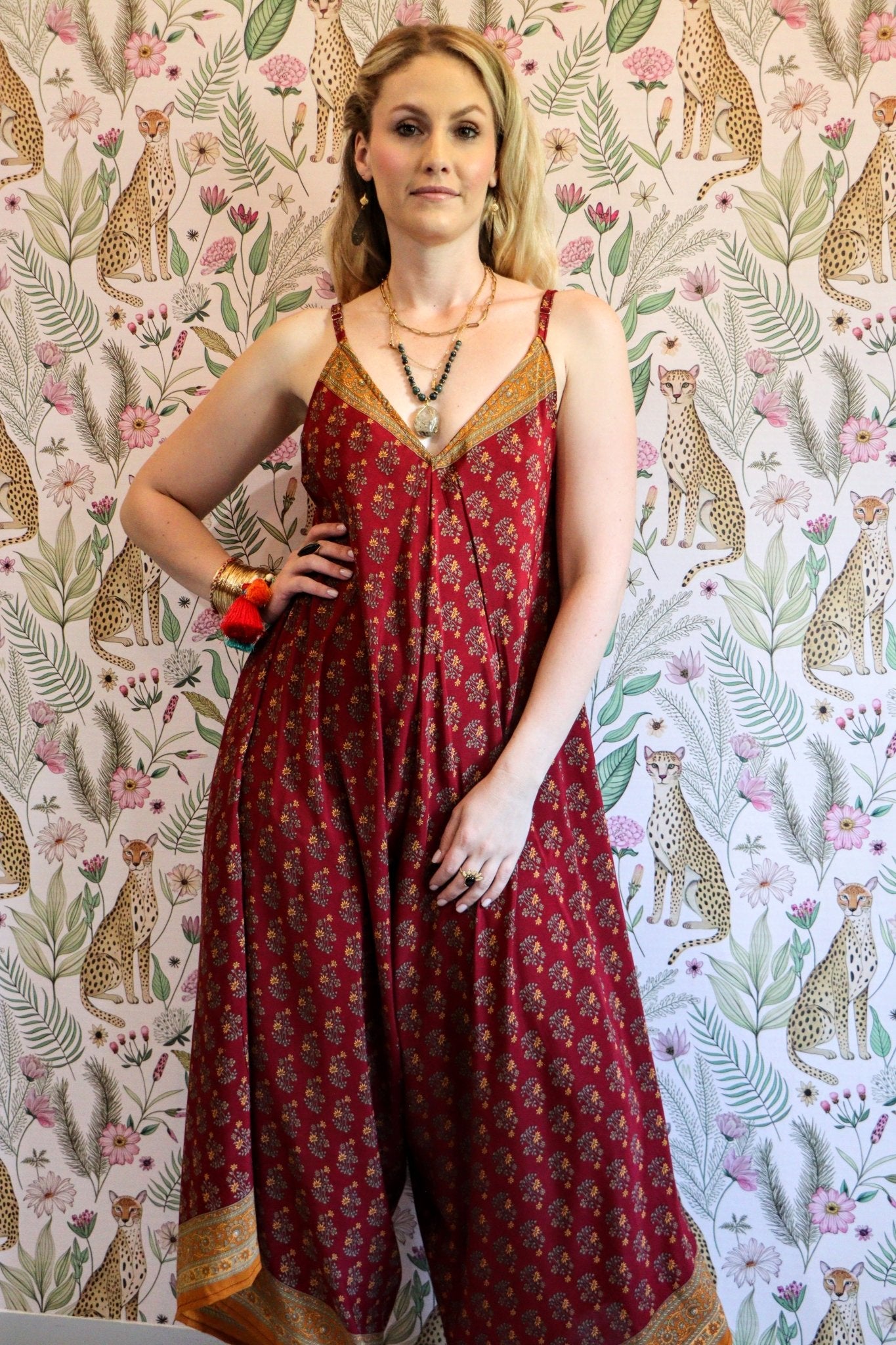 Jiya Jumpsuit in Maroon - Handmade Jewellery - i am boho