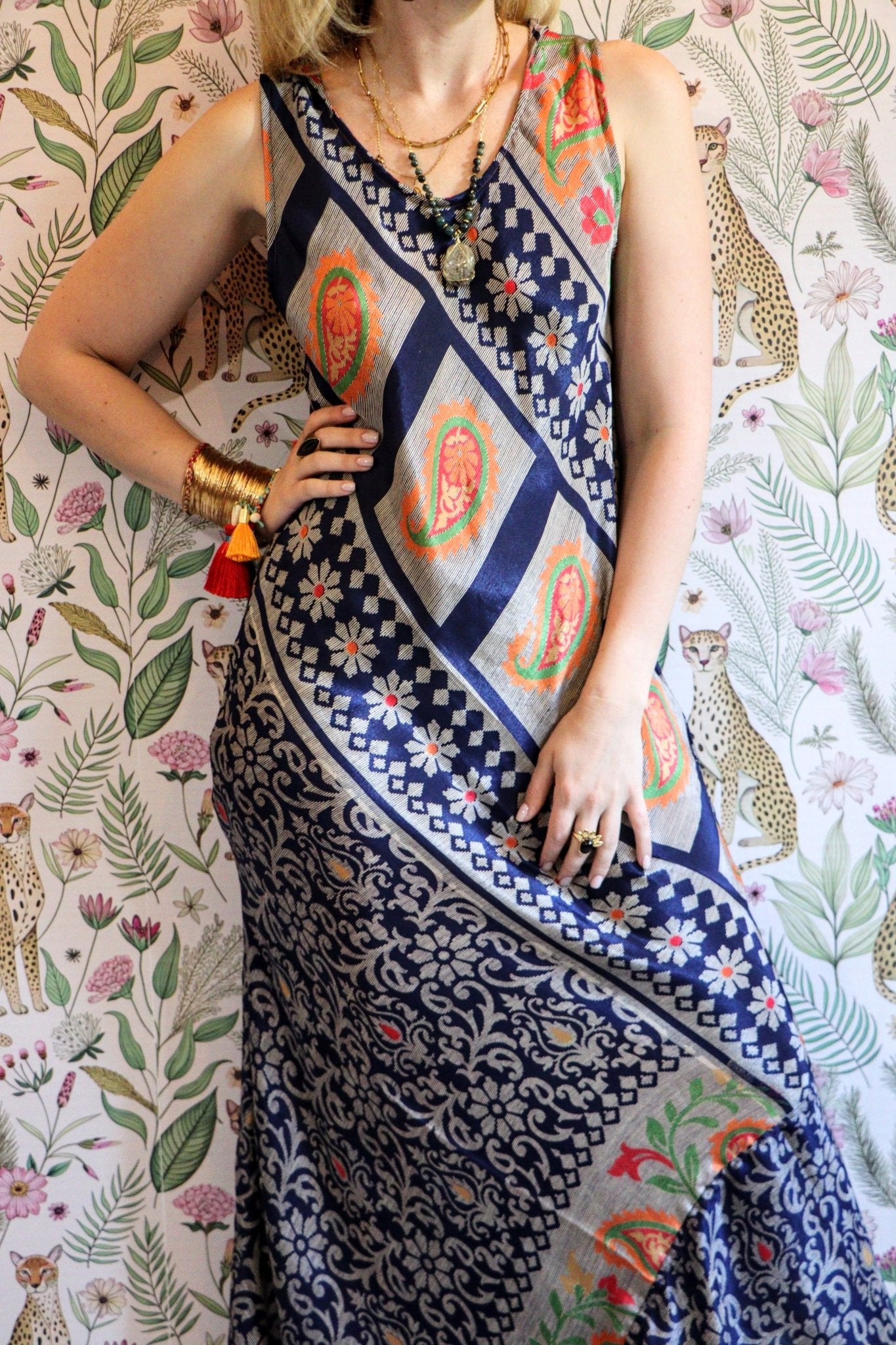 Stella Dress in Blue Geometric
