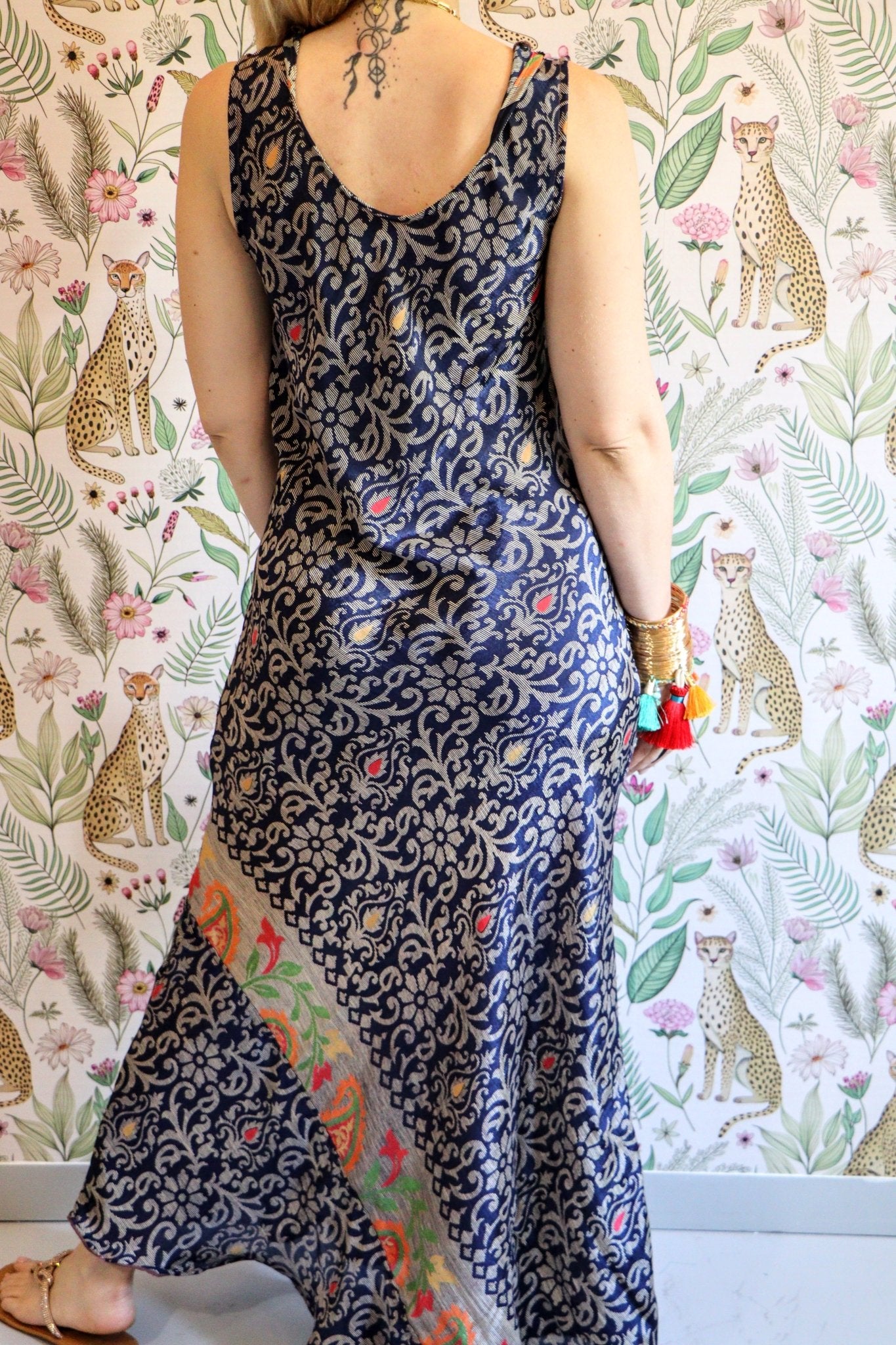 Stella Dress in Blue Geometric