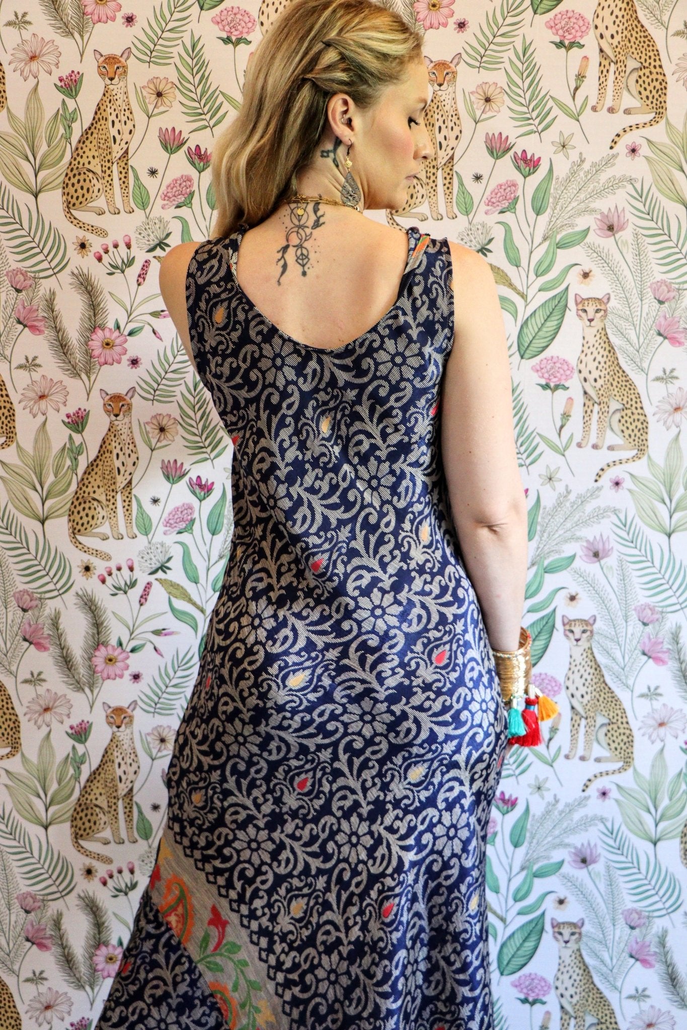 Stella Dress in Blue Geometric