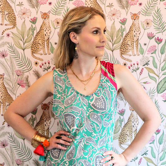 Stella Dress in Green Paisley