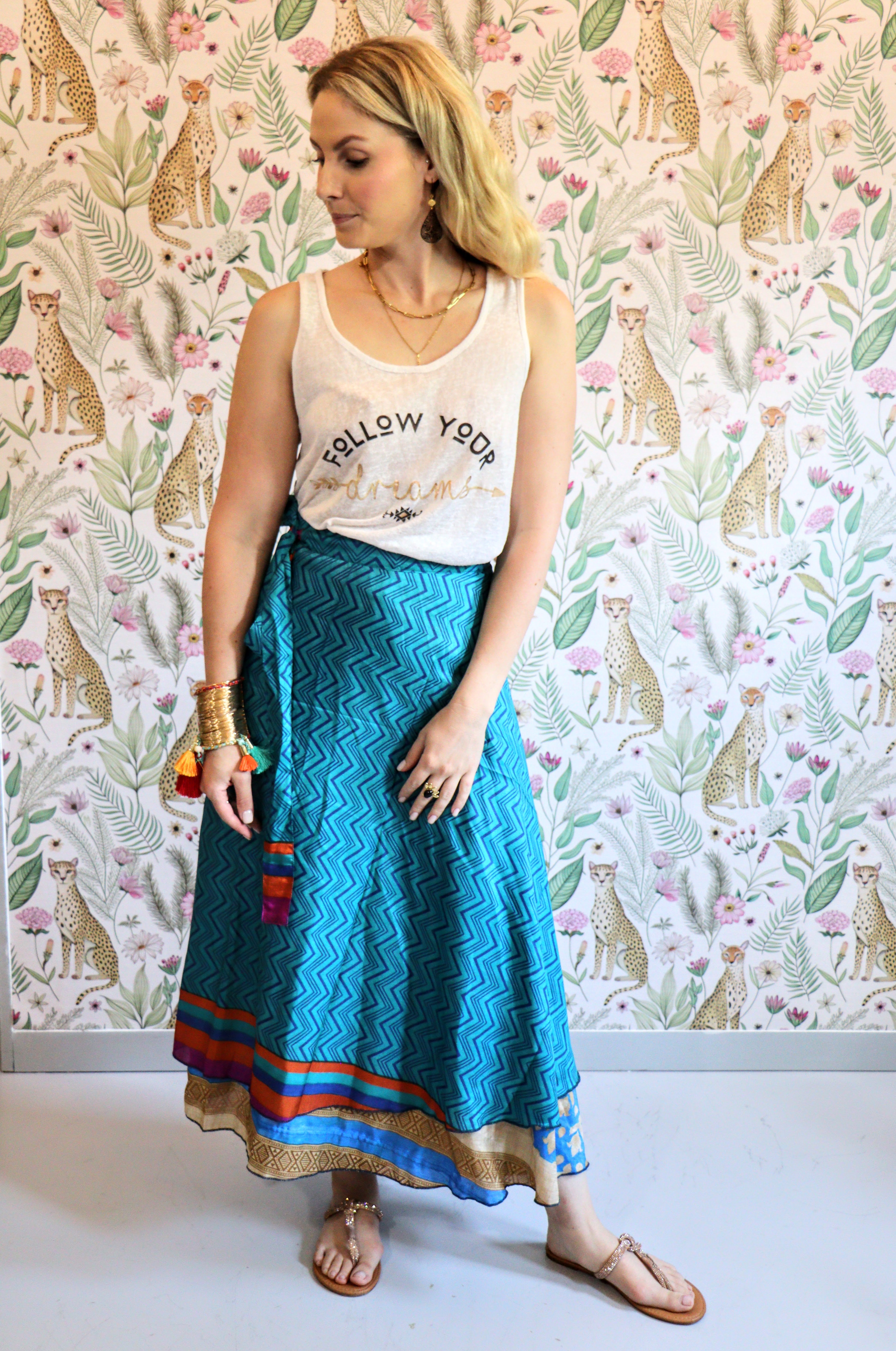 Shanelle Reversible Skirt in Aqua