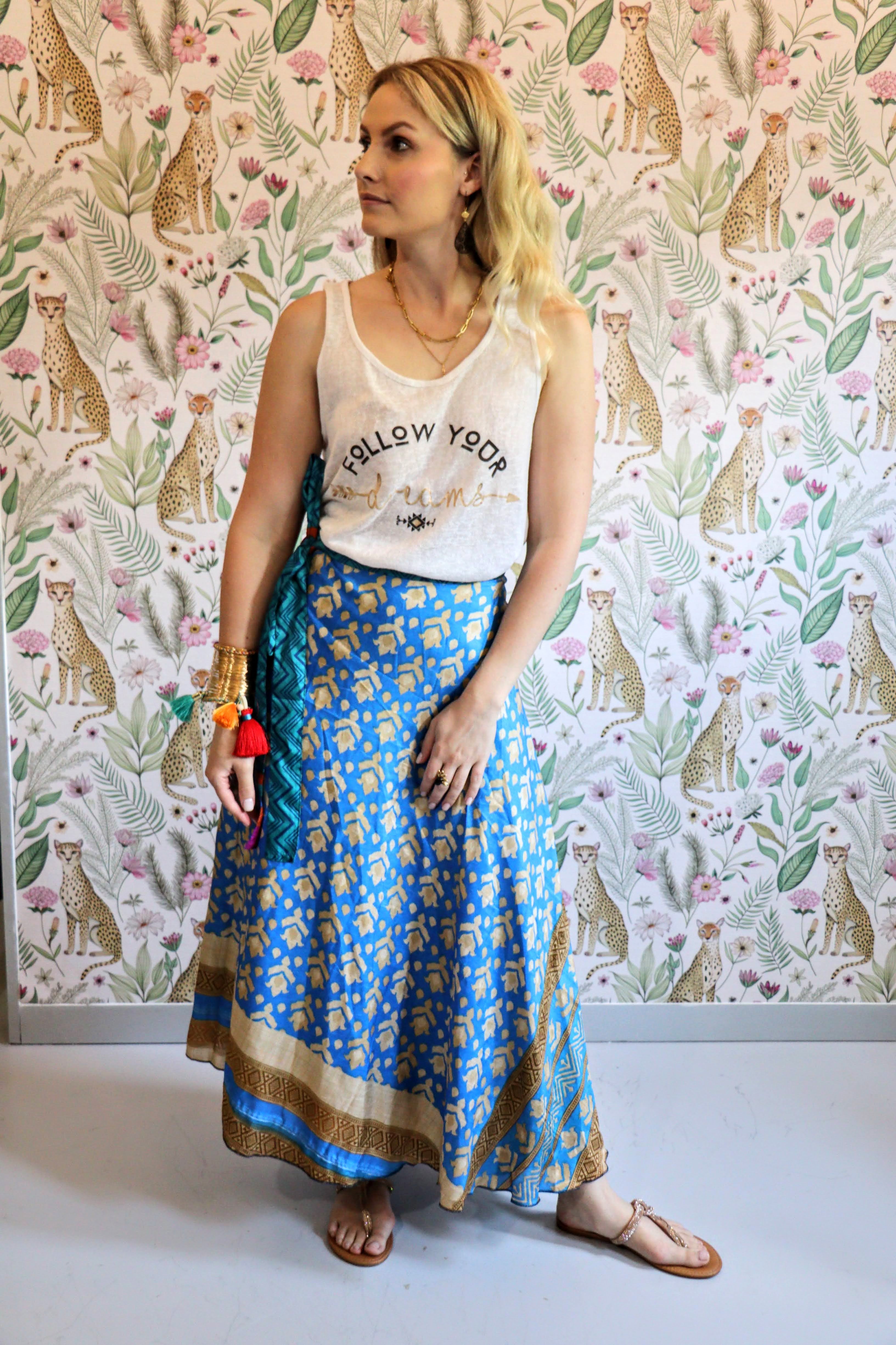 Shanelle Reversible Skirt in Aqua