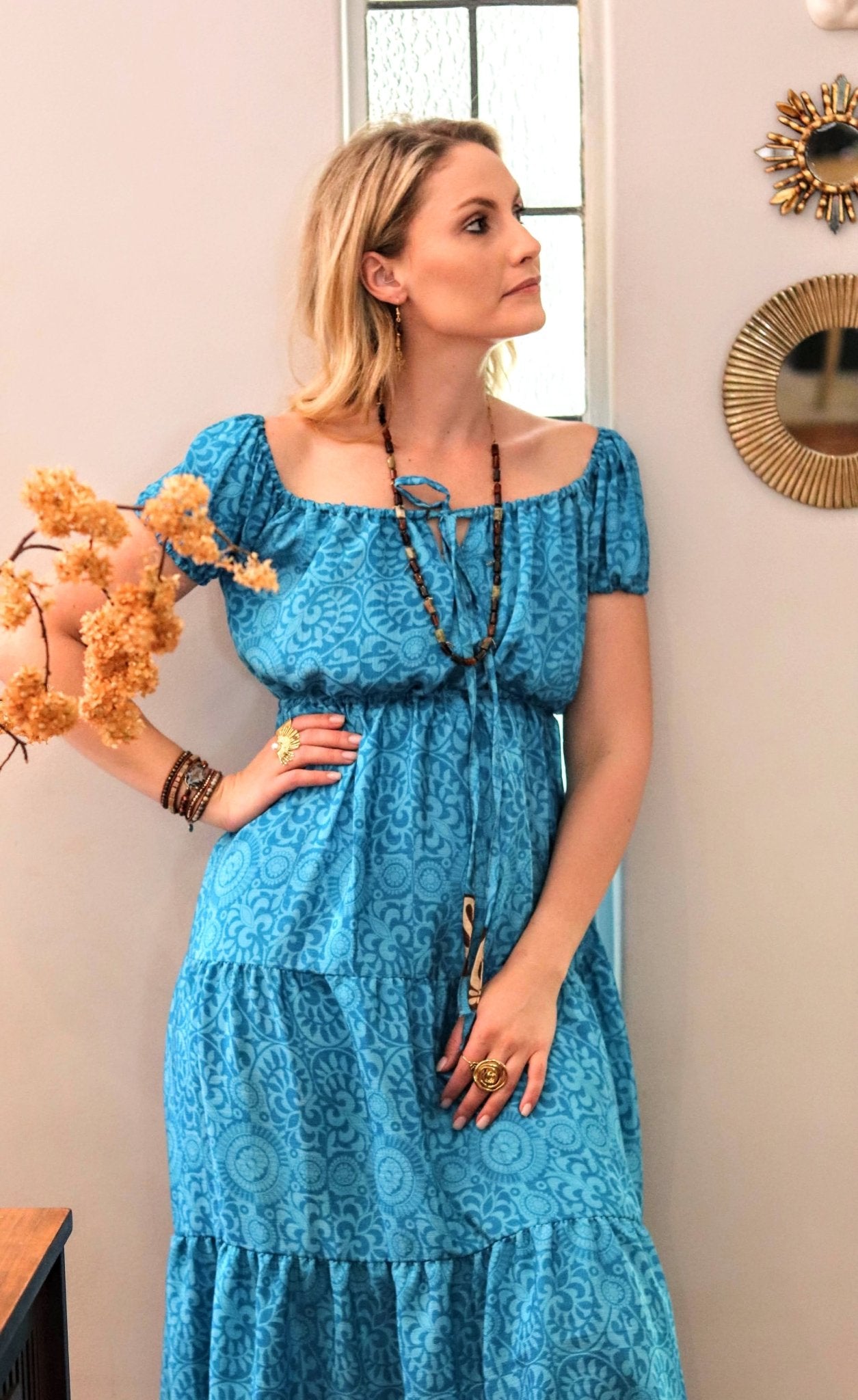Cora Dress in Dusty Blues - Handmade Jewellery - i am boho