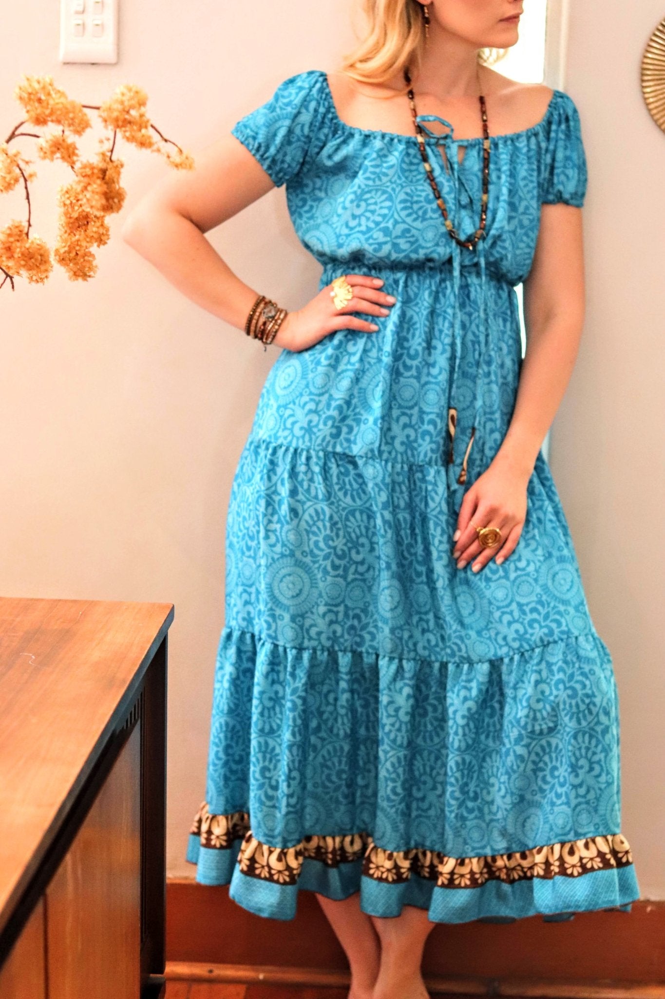 Cora Dress in Dusty Blues - Handmade Jewellery - i am boho