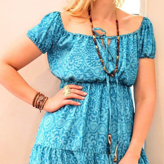 Cora Dress in Dusty Blues - Handmade Jewellery - i am boho