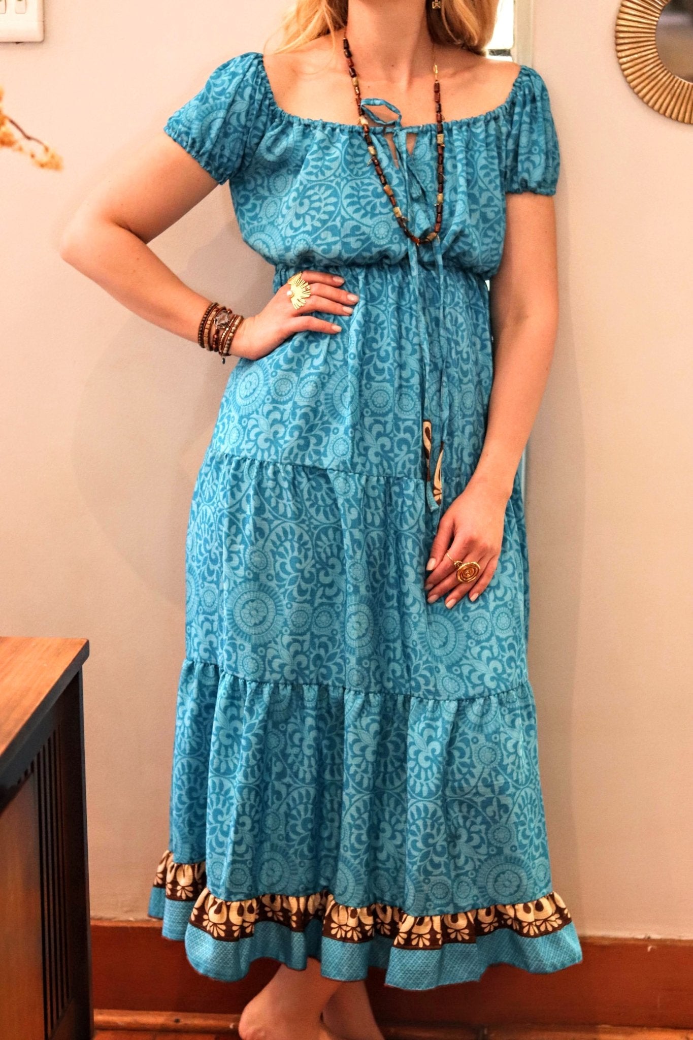 Cora Dress in Dusty Blues - Handmade Jewellery - i am boho