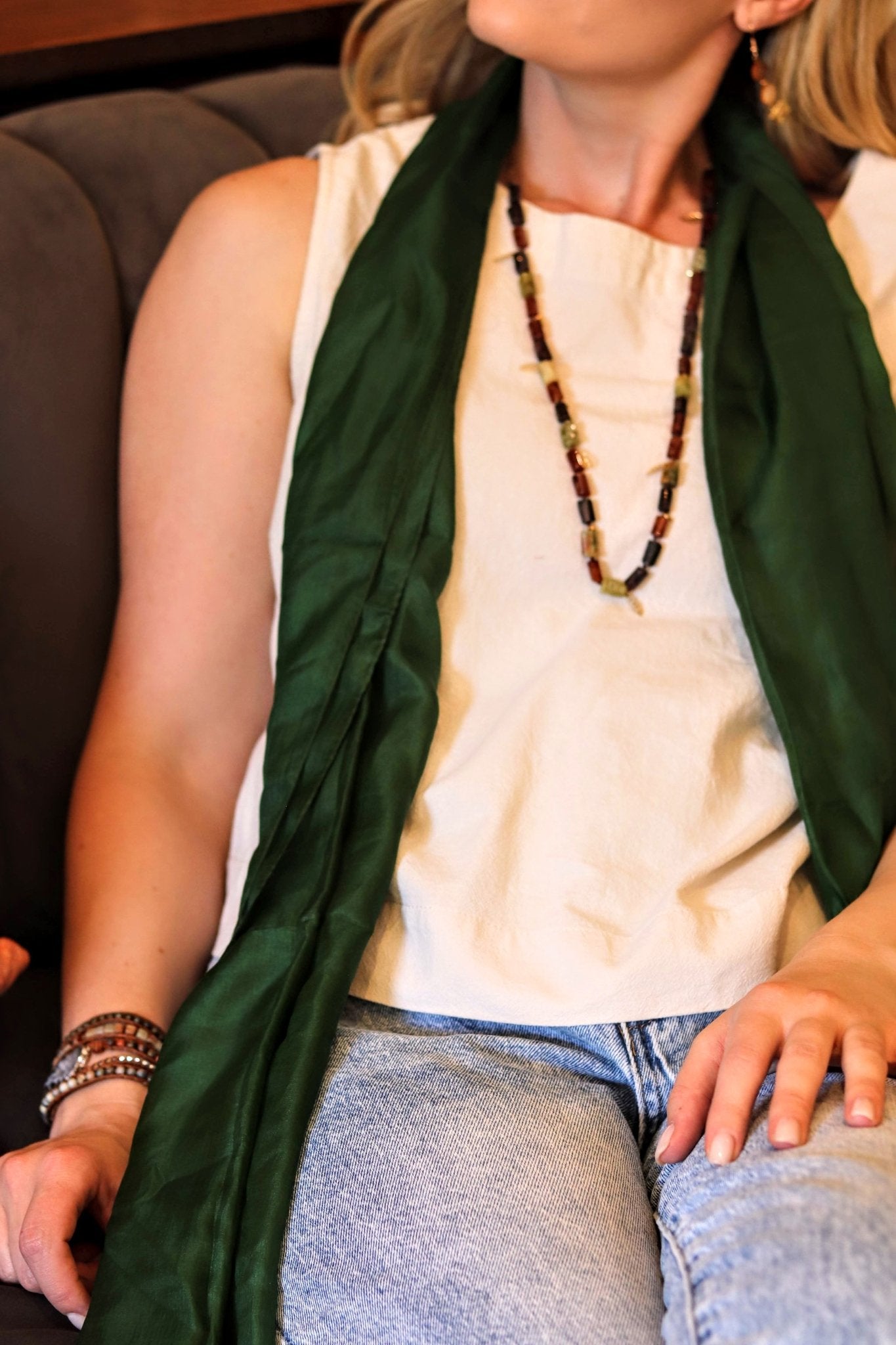 Silk scarf in Fern - Handmade Jewellery - i am boho