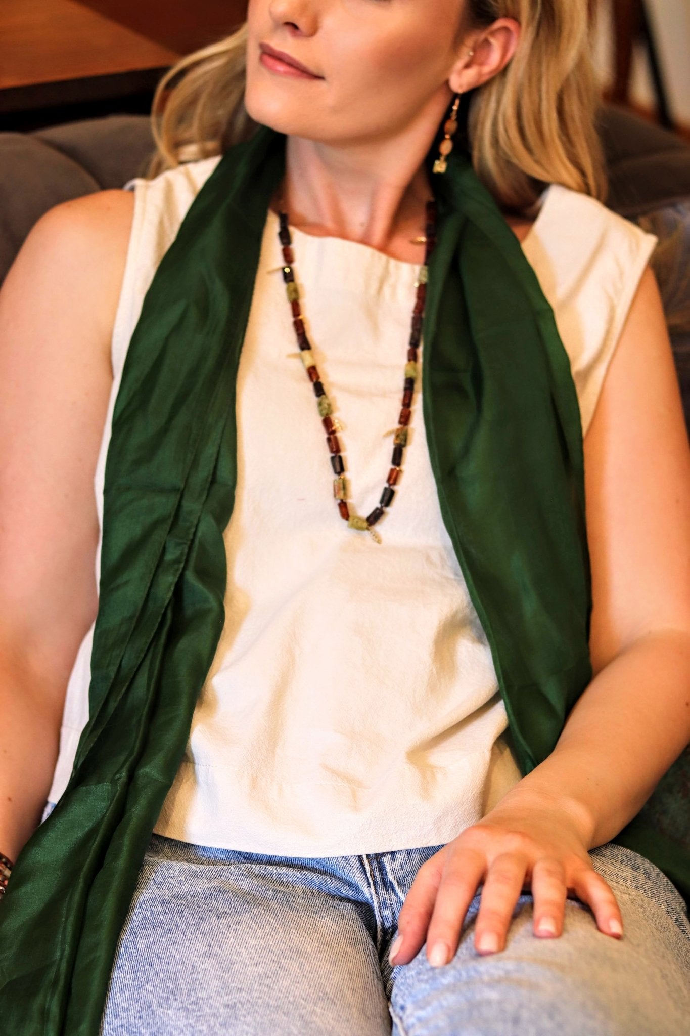 Silk scarf in Fern - Handmade Jewellery - i am boho