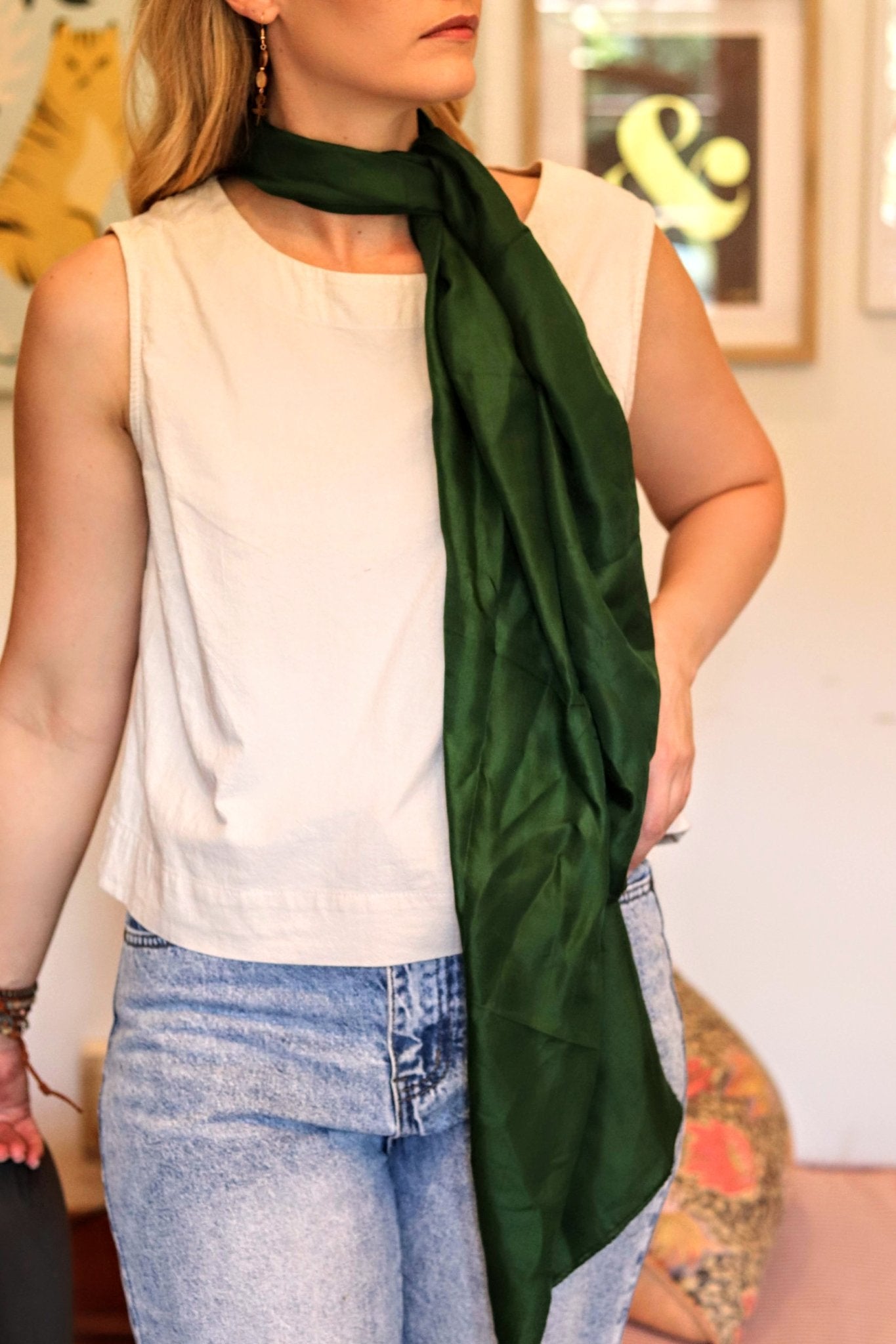 Silk scarf in Fern - Handmade Jewellery - i am boho