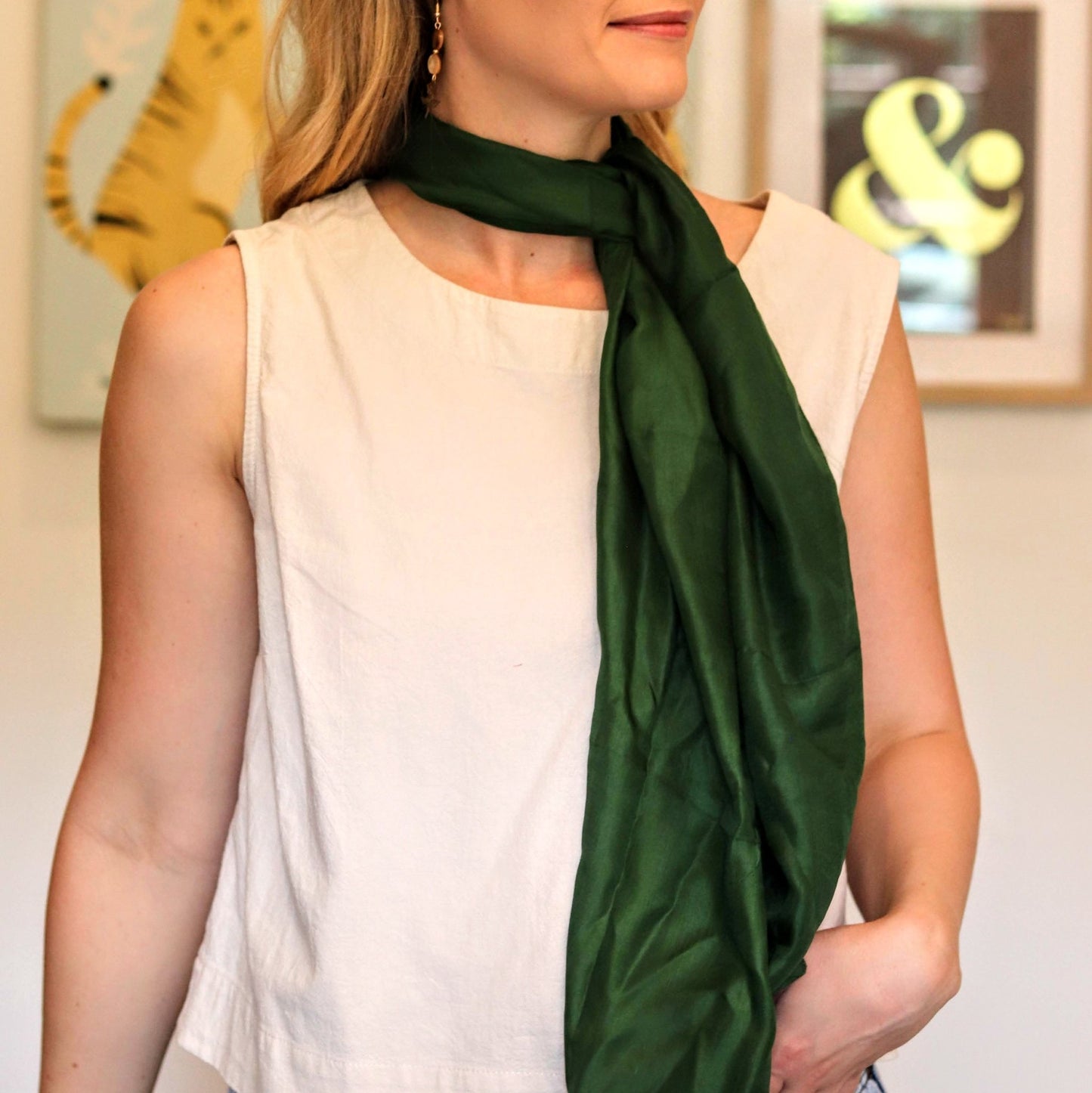 Silk scarf in Fern - Handmade Jewellery - i am boho