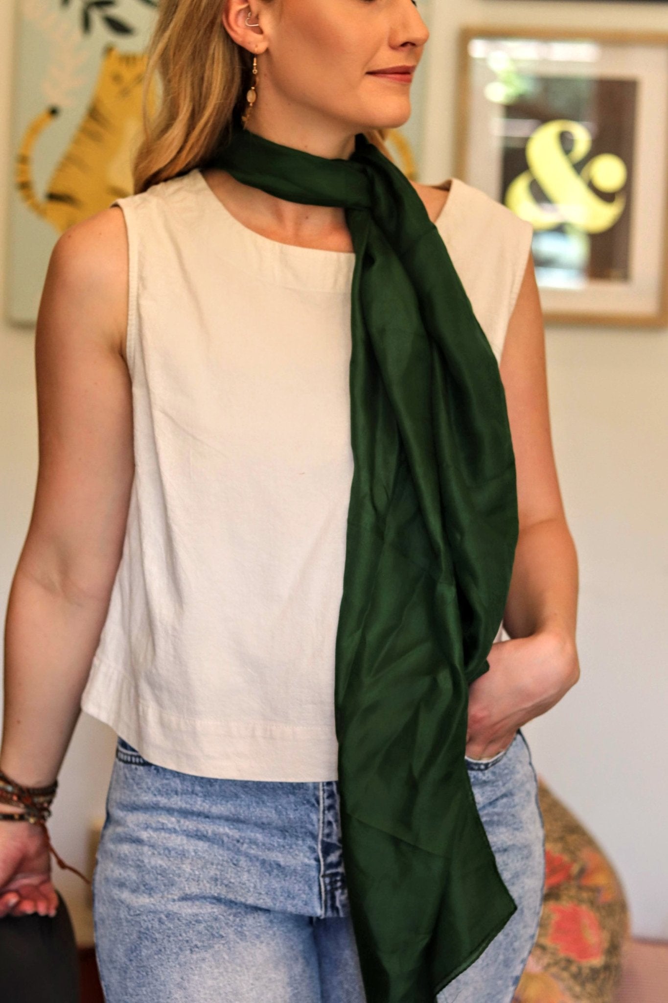 Silk scarf in Fern - Handmade Jewellery - i am boho