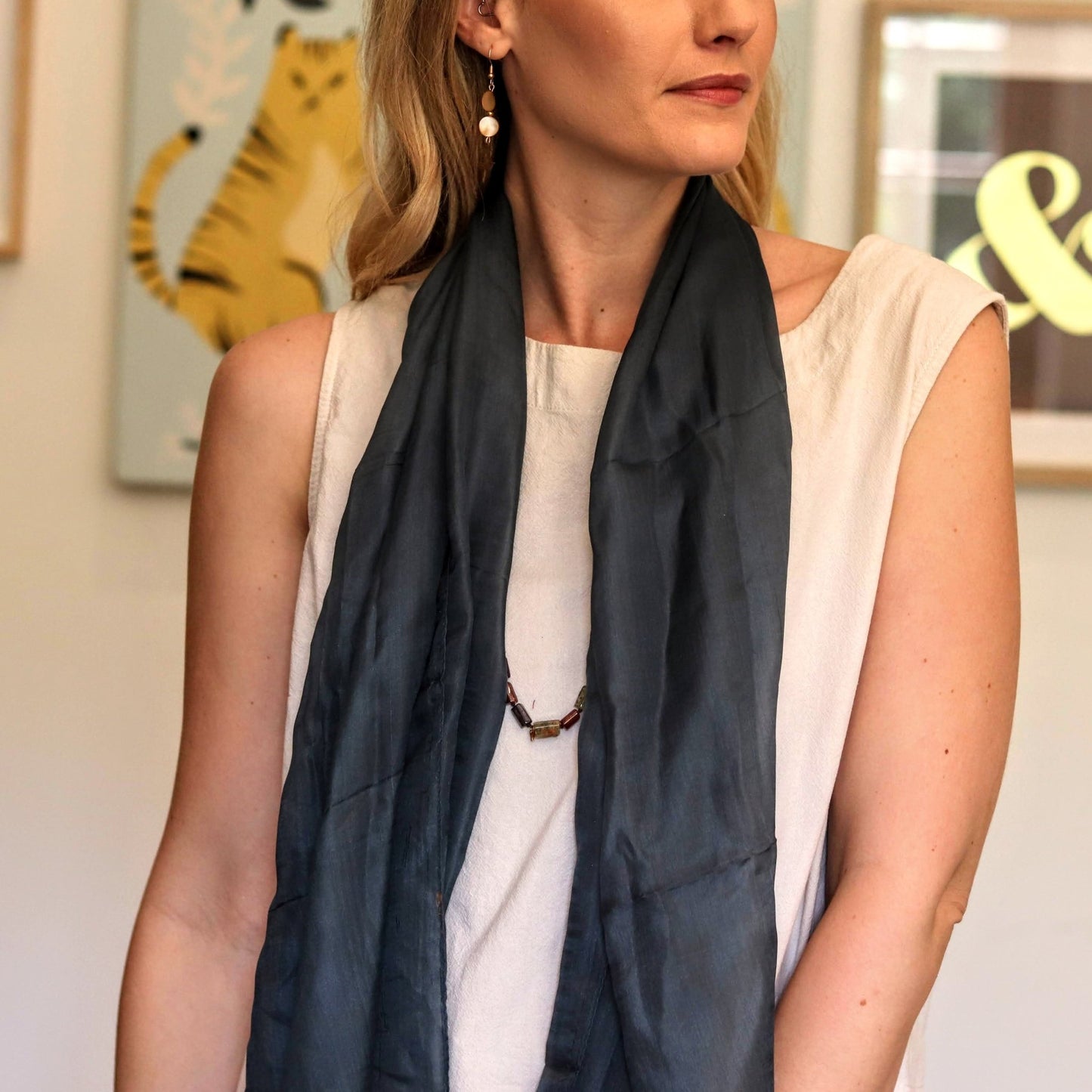 Silk scarf in Granite - Handmade Jewellery - i am boho