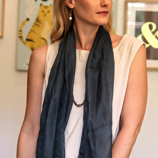 Silk scarf in Granite - Handmade Jewellery - i am boho