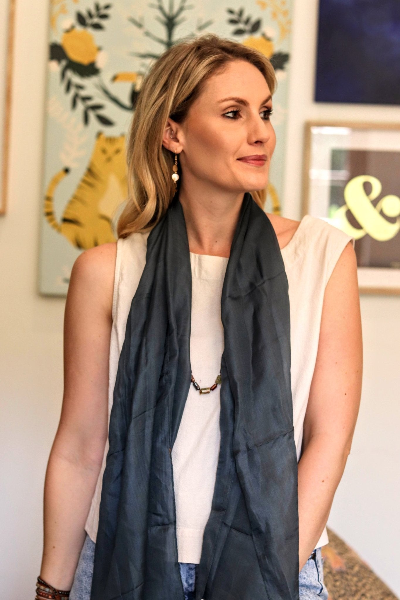 Silk scarf in Granite - Handmade Jewellery - i am boho