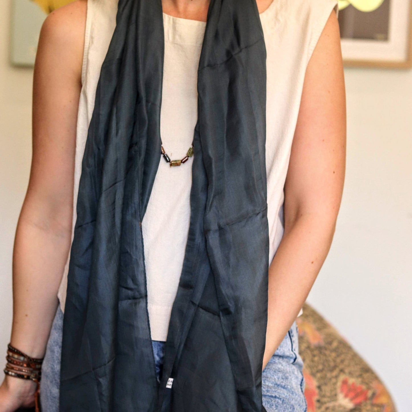 Silk scarf in Granite - Handmade Jewellery - i am boho