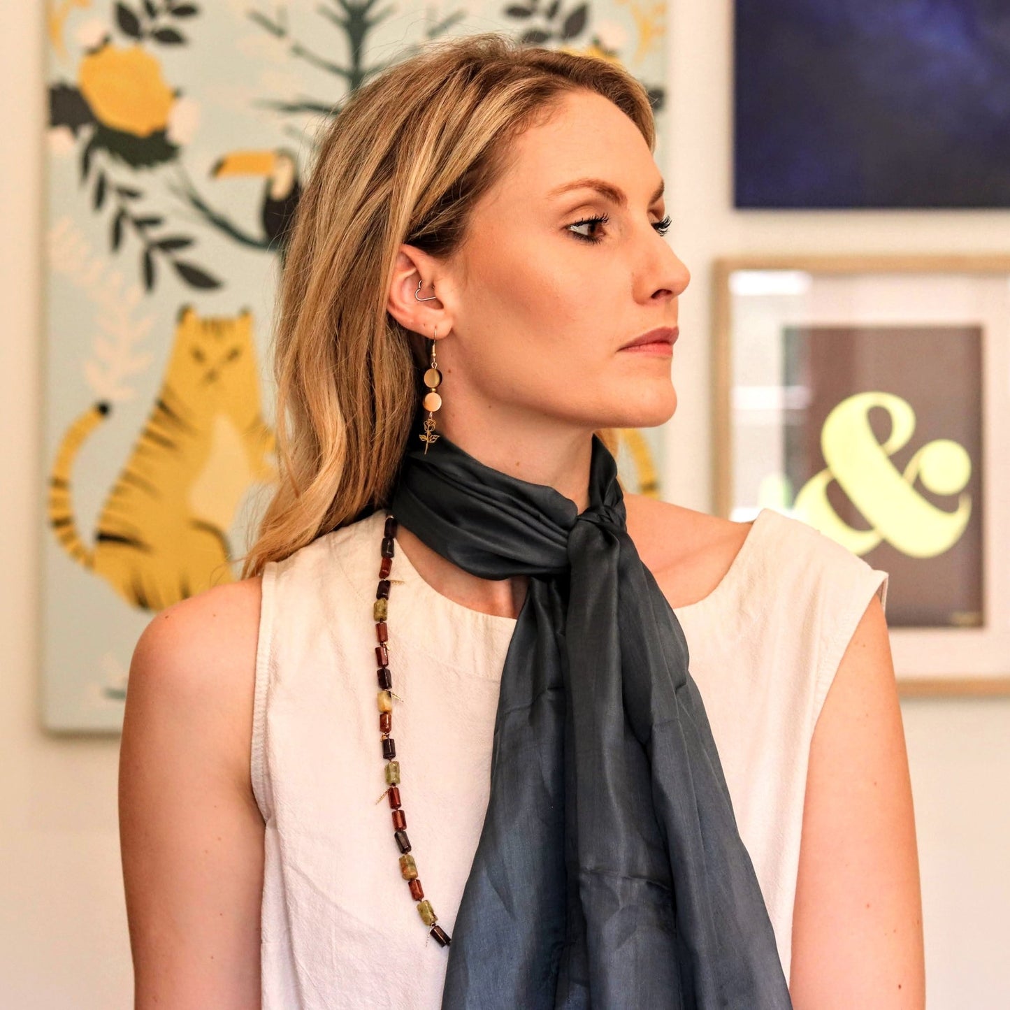 Silk scarf in Granite - Handmade Jewellery - i am boho