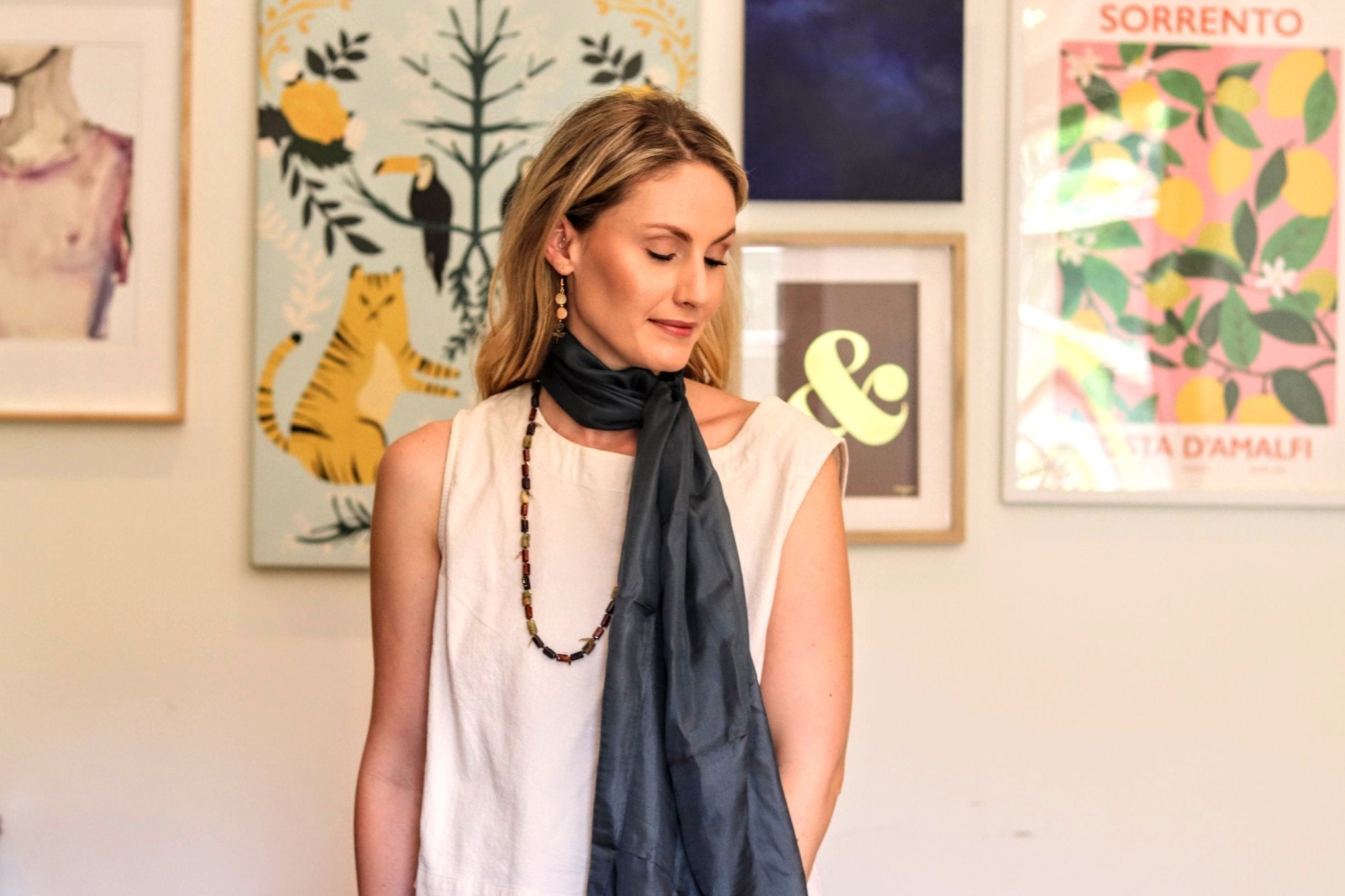 Silk scarf in Granite - Handmade Jewellery - i am boho