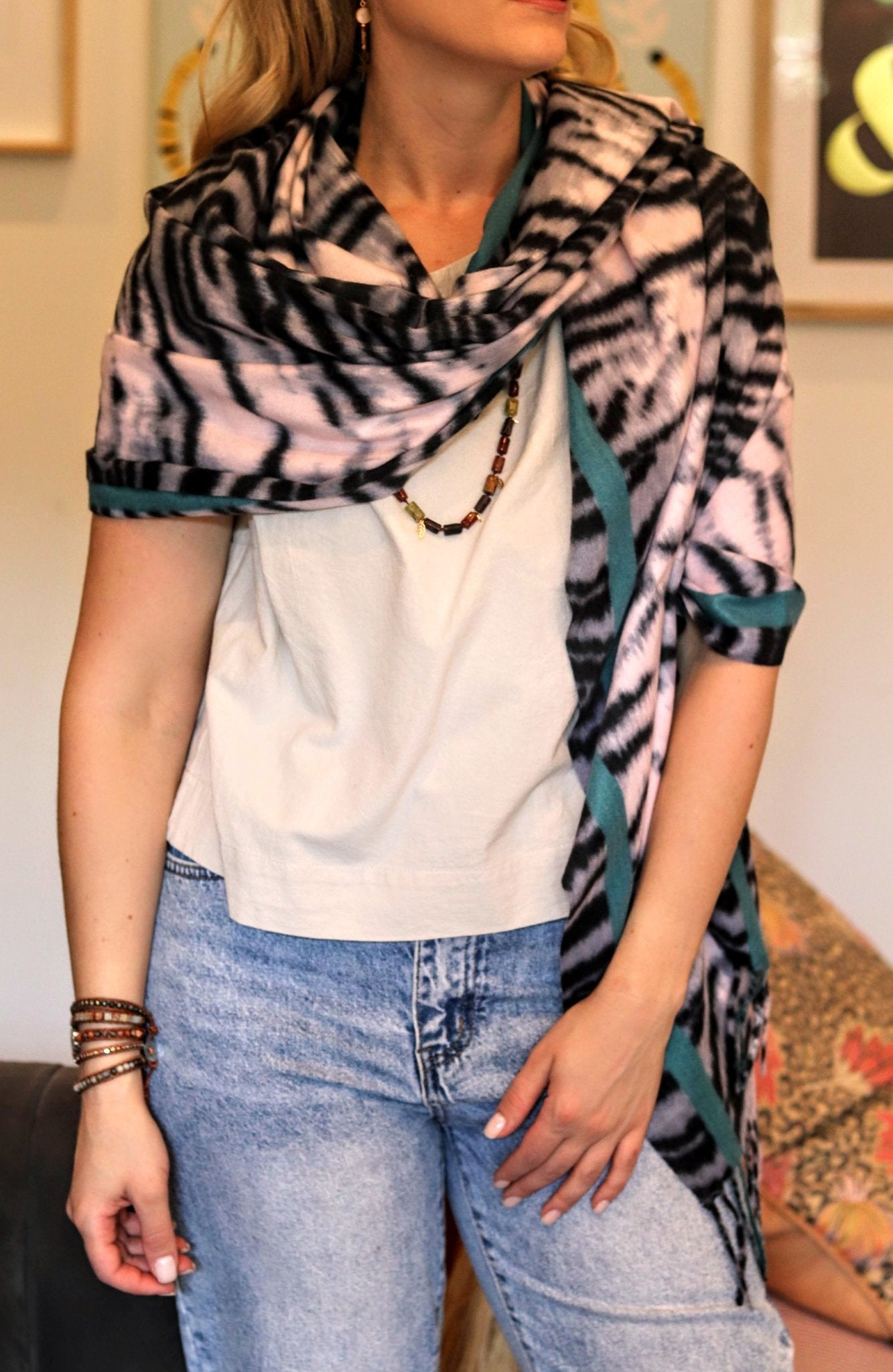 Cashmere Blend Teal Animal - Handmade Jewellery - i am boho