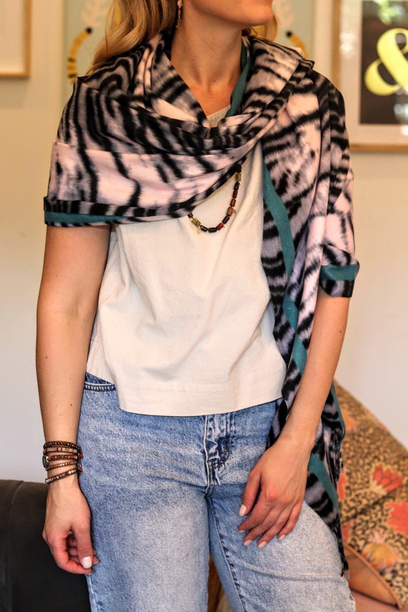 Cashmere Blend Teal Animal - Handmade Jewellery - i am boho