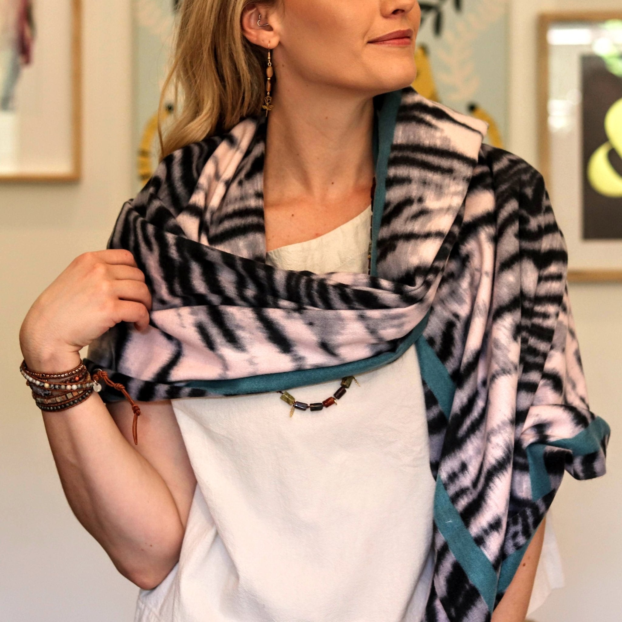 Cashmere Blend Teal Animal - Handmade Jewellery - i am boho