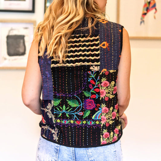Kantha Waistcoat in Sable - Handmade Jewellery - i am boho