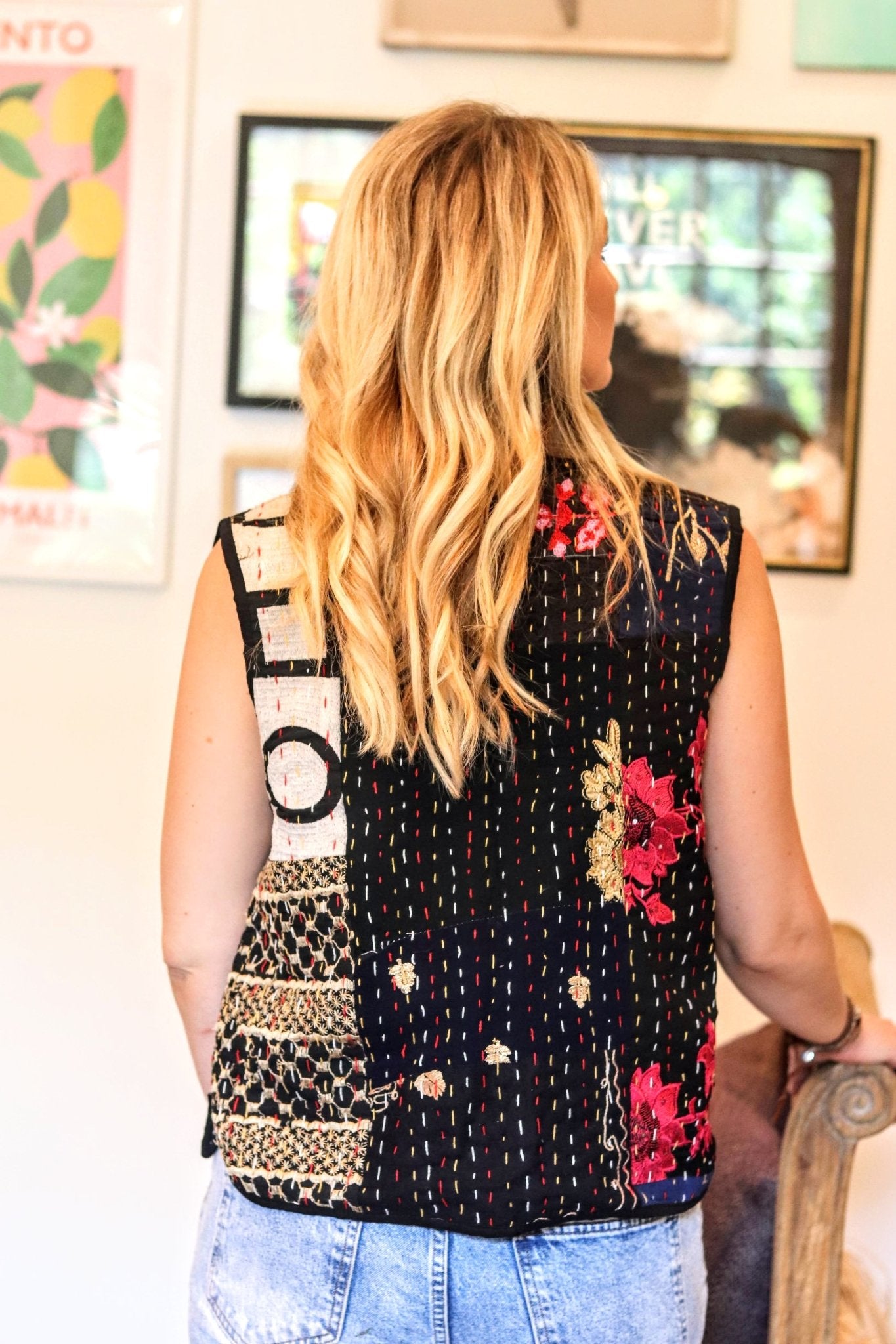 Kantha Waistcoat in Midnight - Handmade Jewellery - i am boho