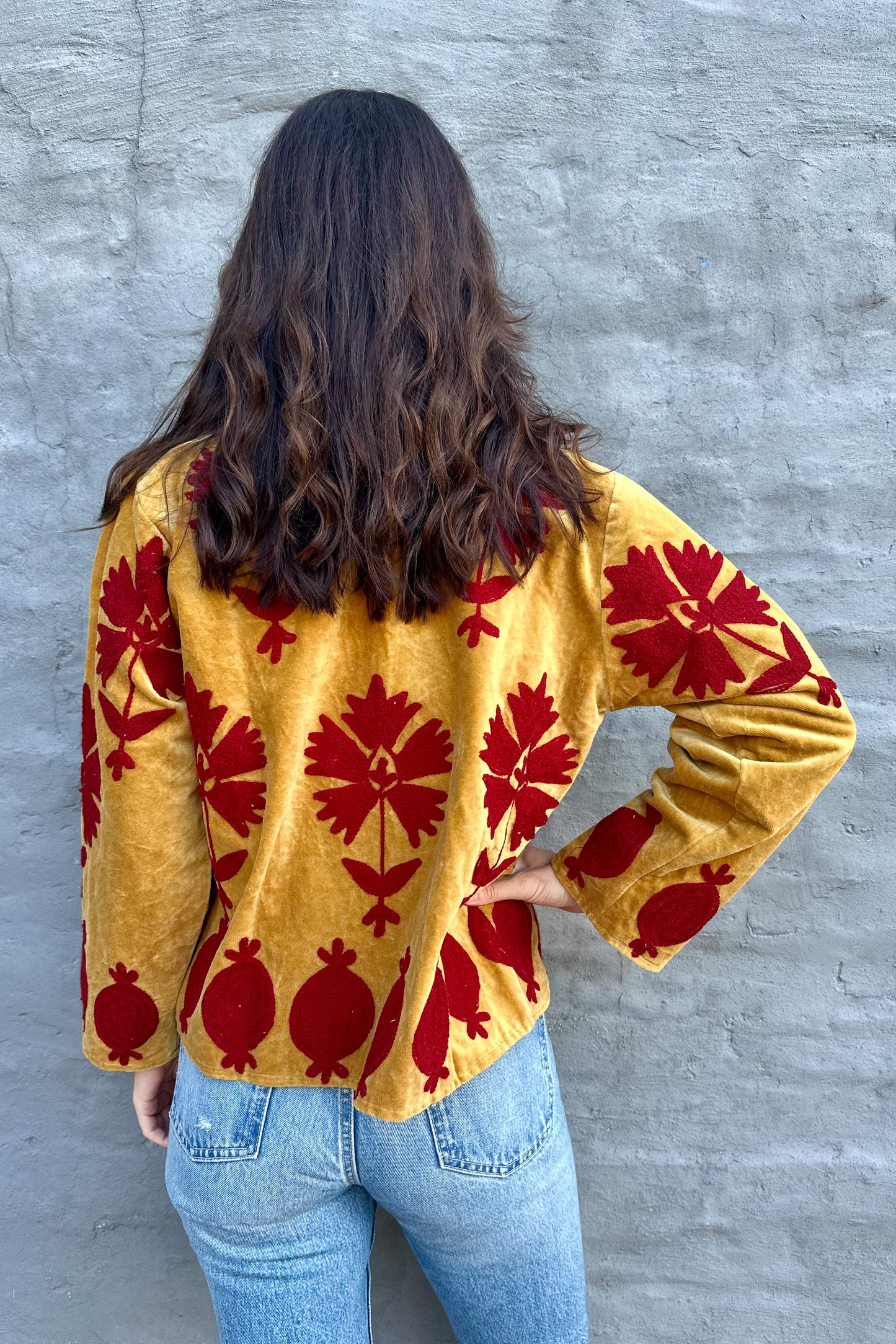 Poppy Velvet Jacket in Golden Ruby