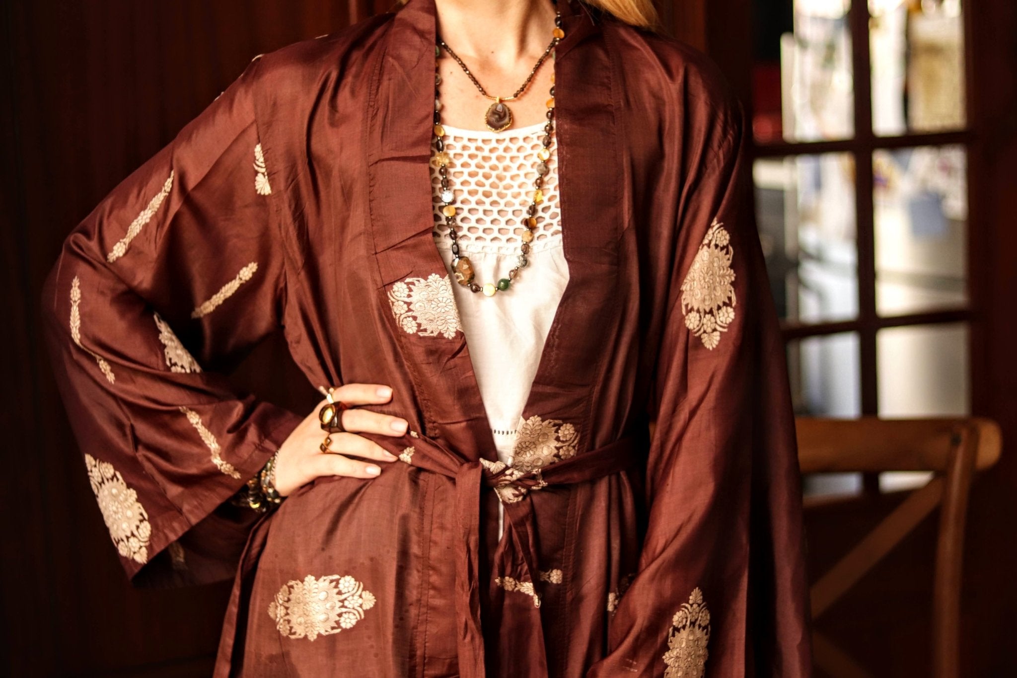 Umber Silk Kimono - Handmade Jewellery - i am boho