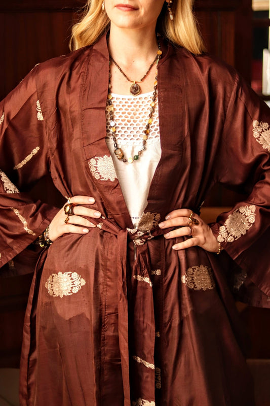 Umber Silk Kimono - Handmade Jewellery - i am boho