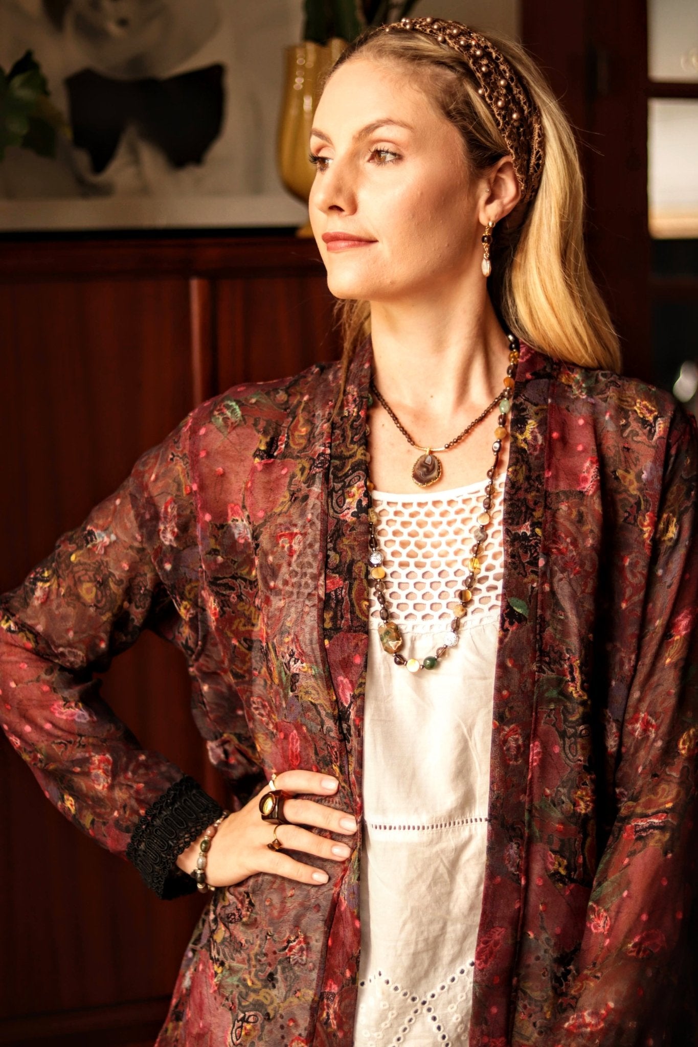 Dark Bloom Kimono - Handmade Jewellery - i am boho