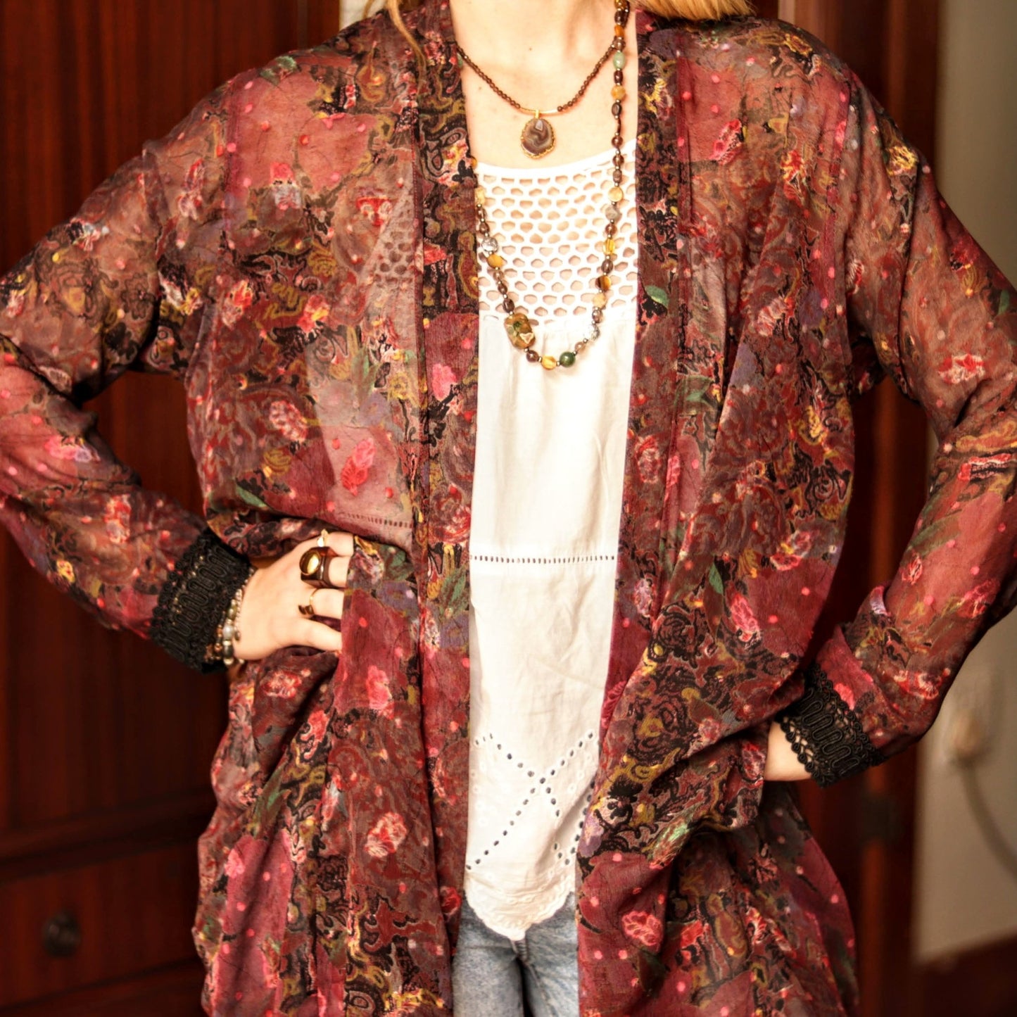 Dark Bloom Kimono - Handmade Jewellery - i am boho