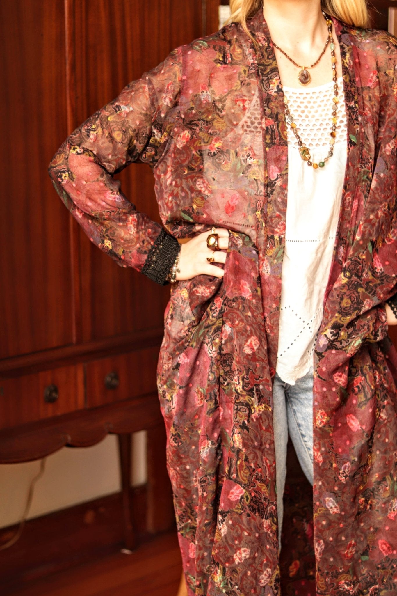 Dark Bloom Kimono - Handmade Jewellery - i am boho