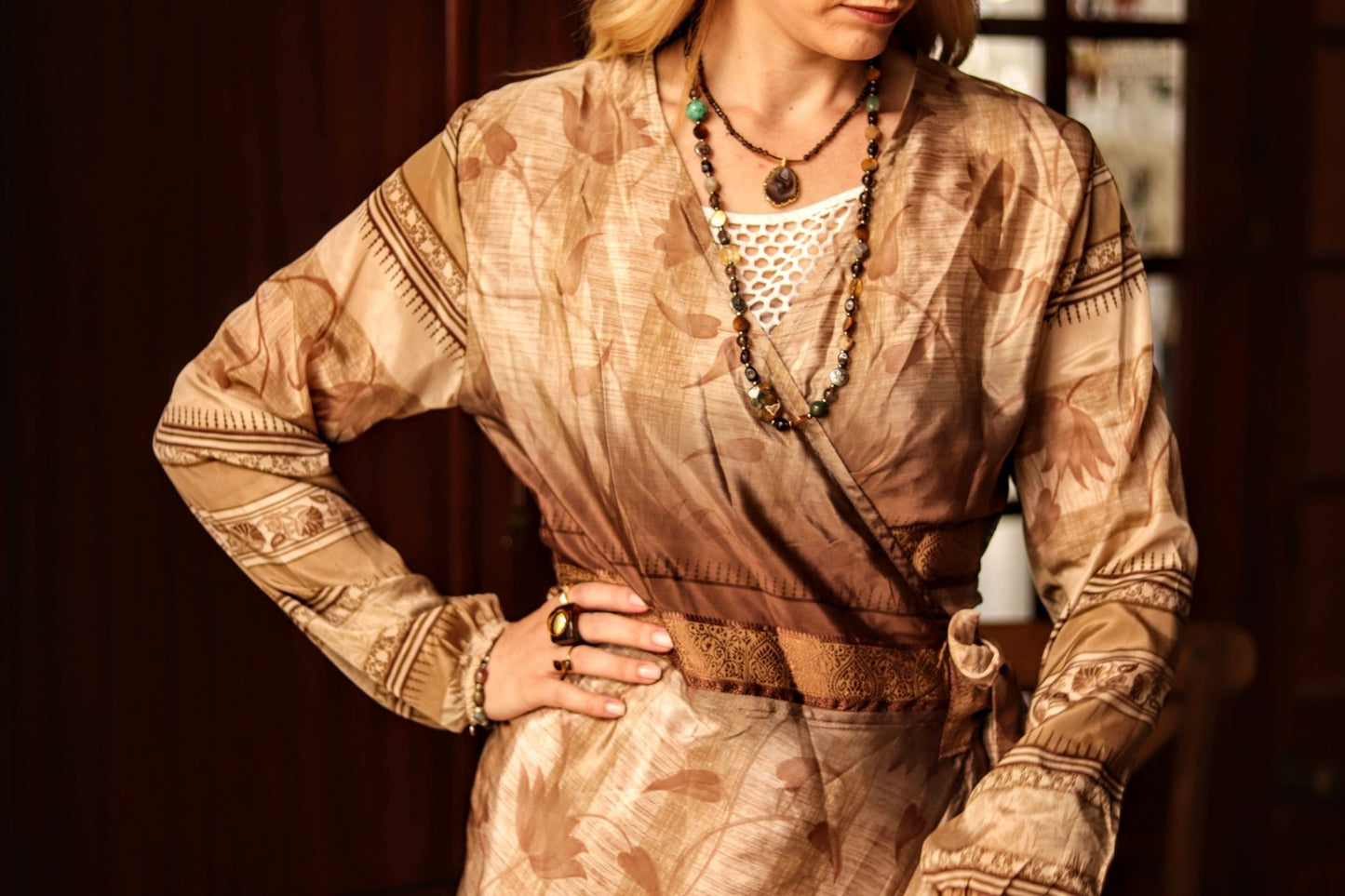 Dust - Kissed Wrap Dress - Handmade Jewellery - i am boho