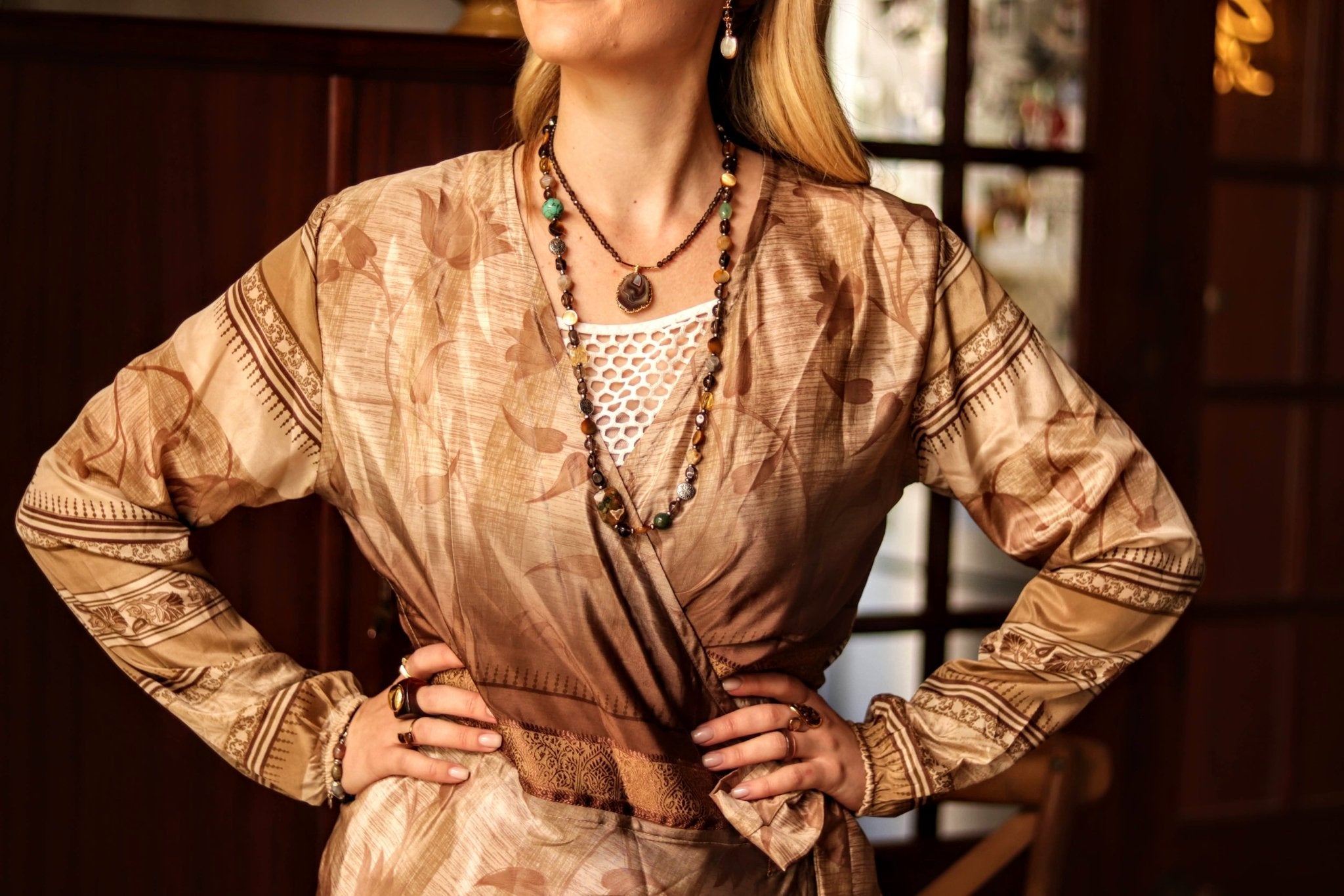 Dust - Kissed Wrap Dress - Handmade Jewellery - i am boho
