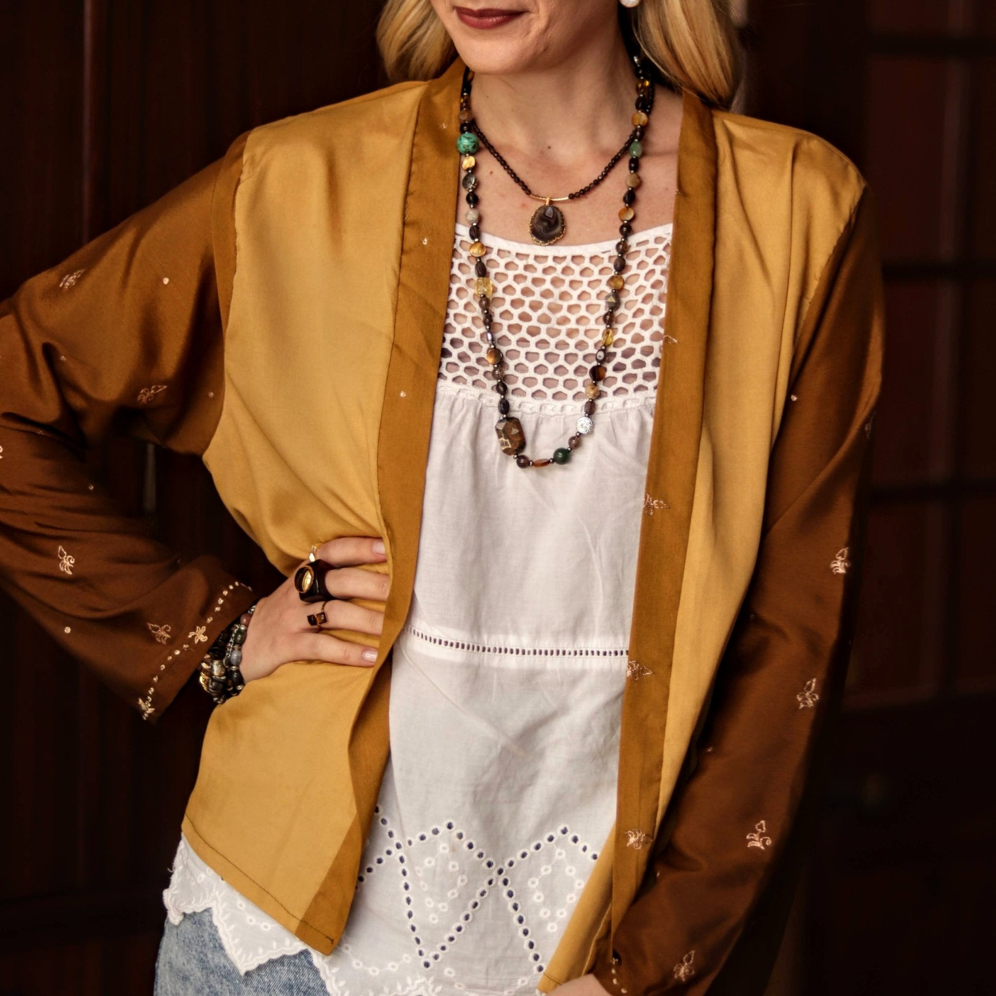 Dusk & Sand Silk Jacket - Handmade Jewellery - i am boho