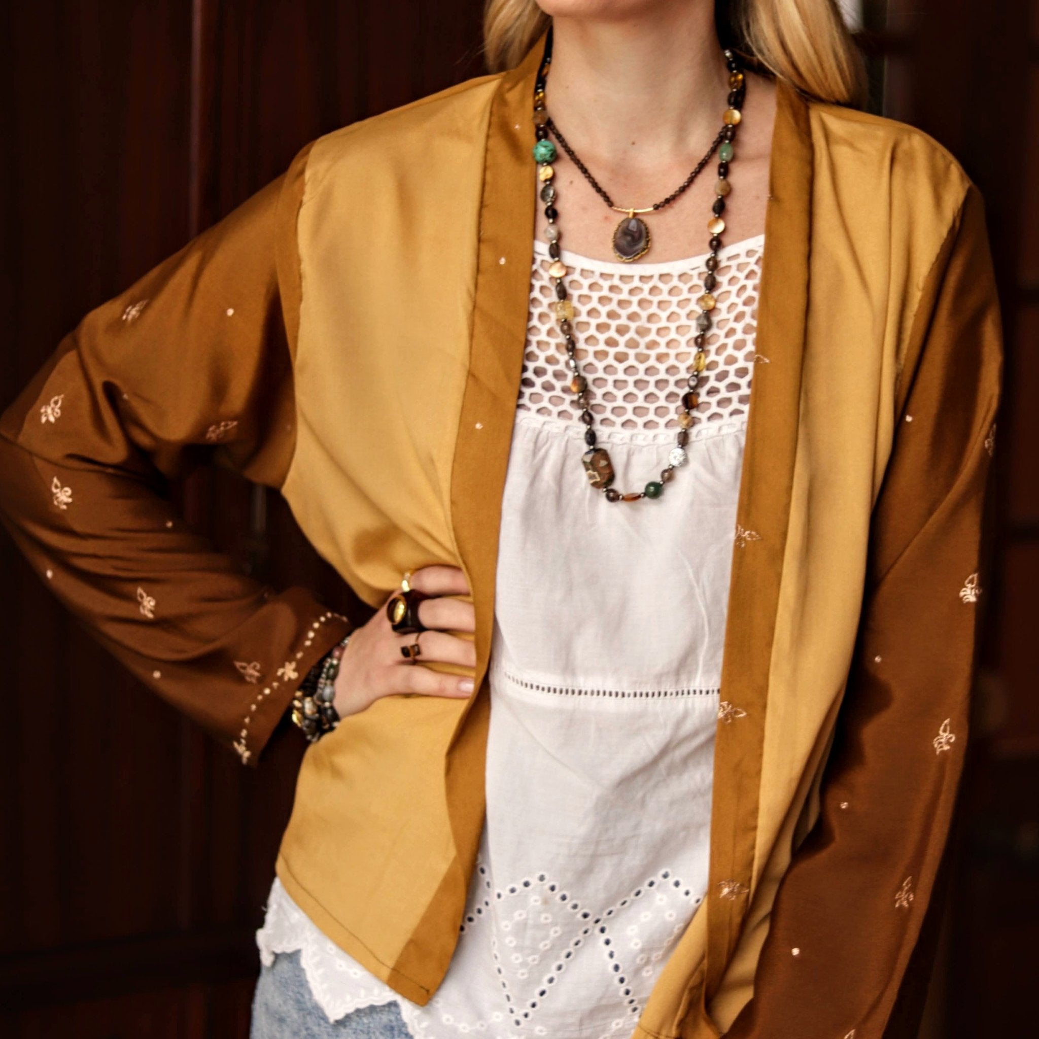 Dusk & Sand Silk Jacket - Handmade Jewellery - i am boho