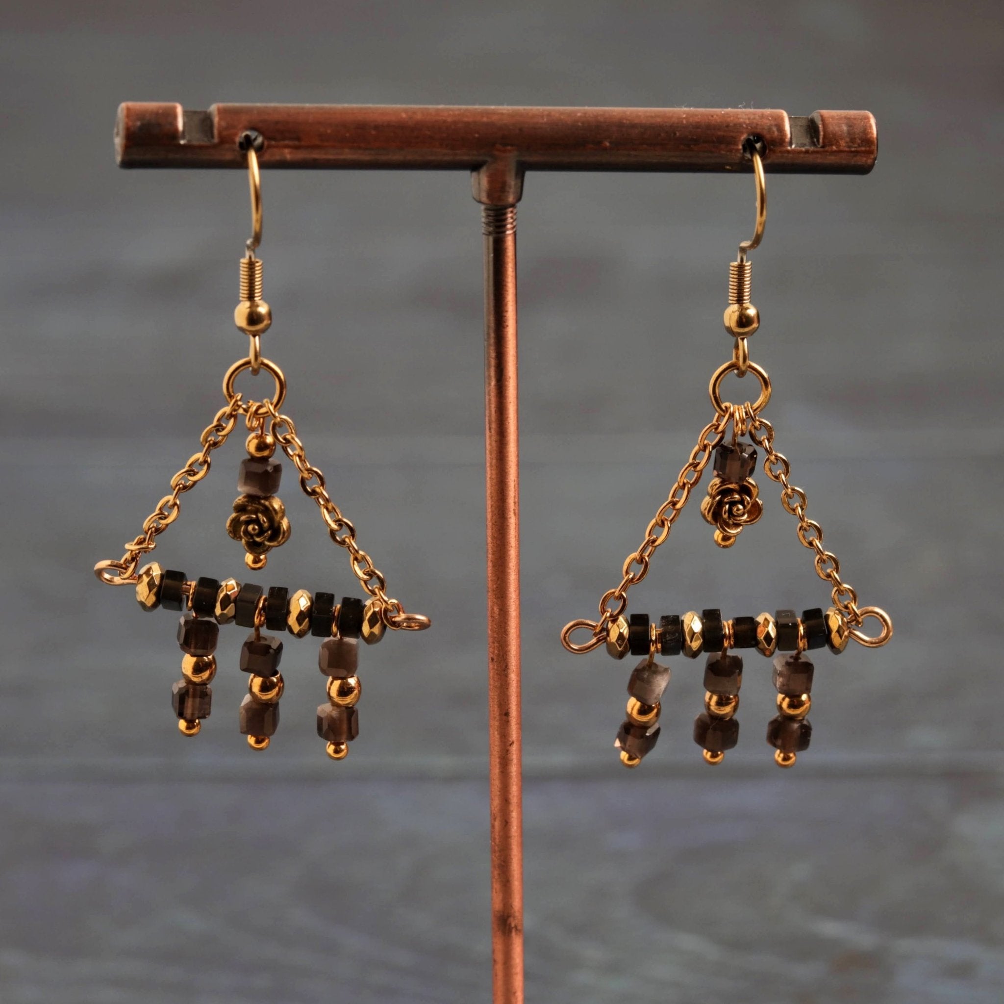 Smokey Rose Earrings - Handmade Jewellery - i am boho