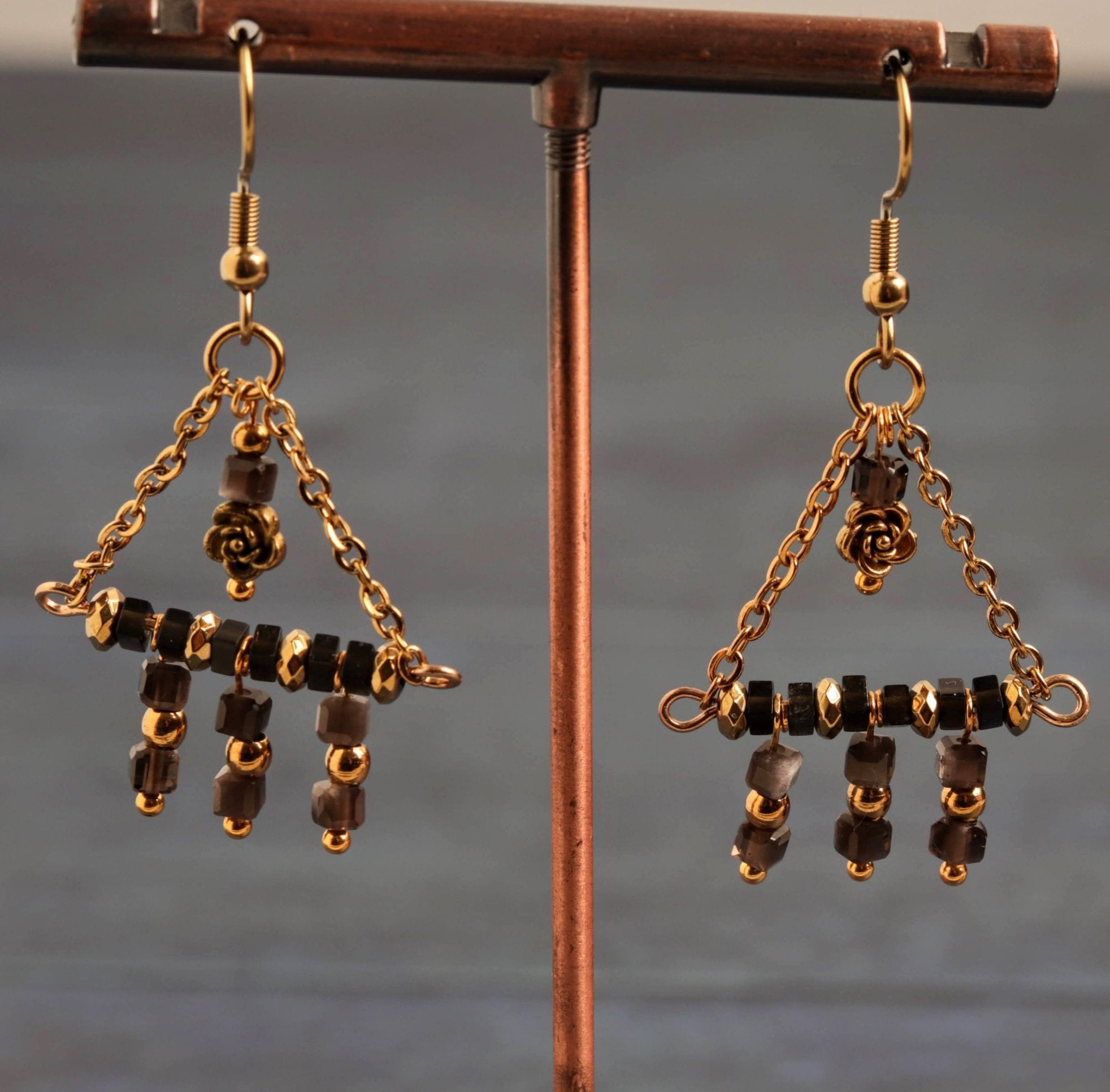 Smokey Rose Earrings - Handmade Jewellery - i am boho