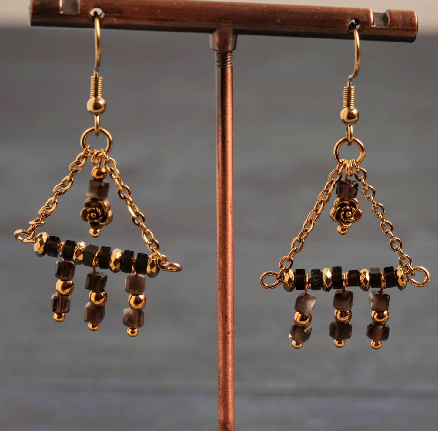 Smokey Rose Earrings - Handmade Jewellery - i am boho