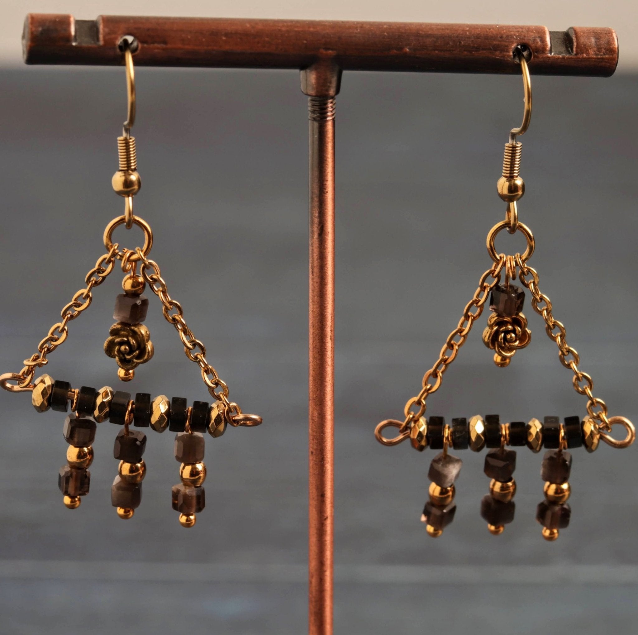 Smokey Rose Earrings - Handmade Jewellery - i am boho