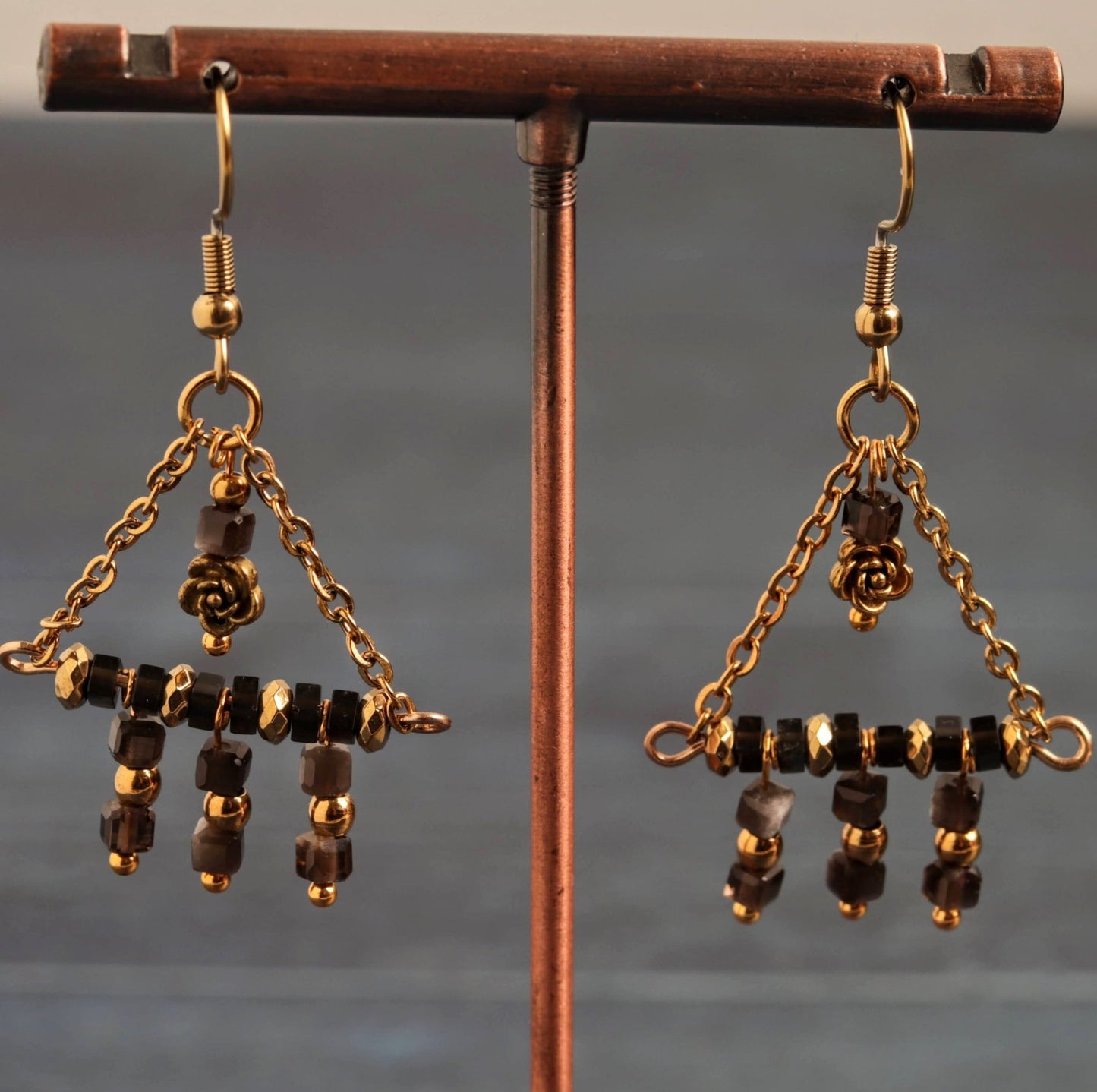 Smokey Rose Earrings - Handmade Jewellery - i am boho